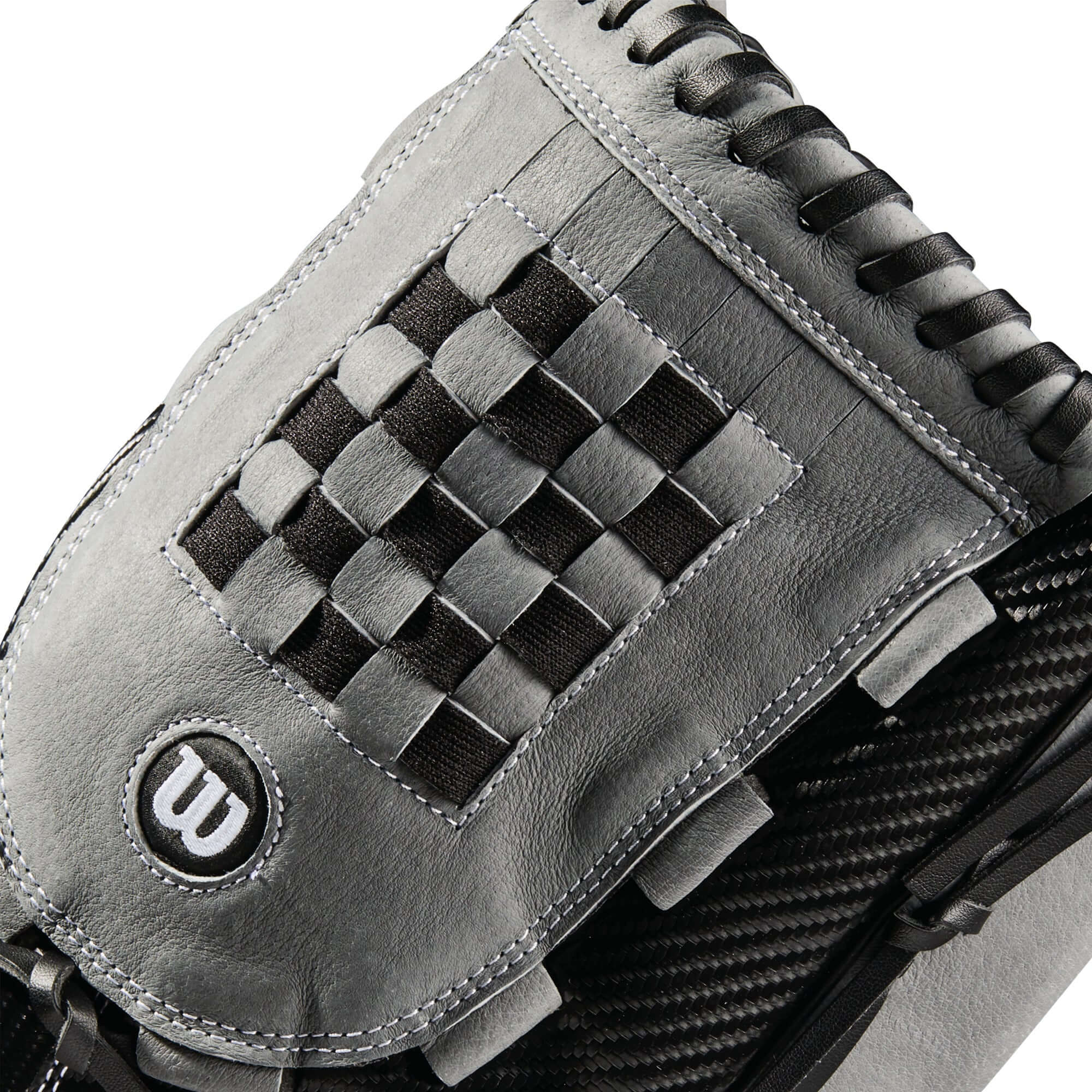 Wilson A360 Slowpitch 14 glove, black/graphite/white, with CarbonLite Shell and Weave Web design