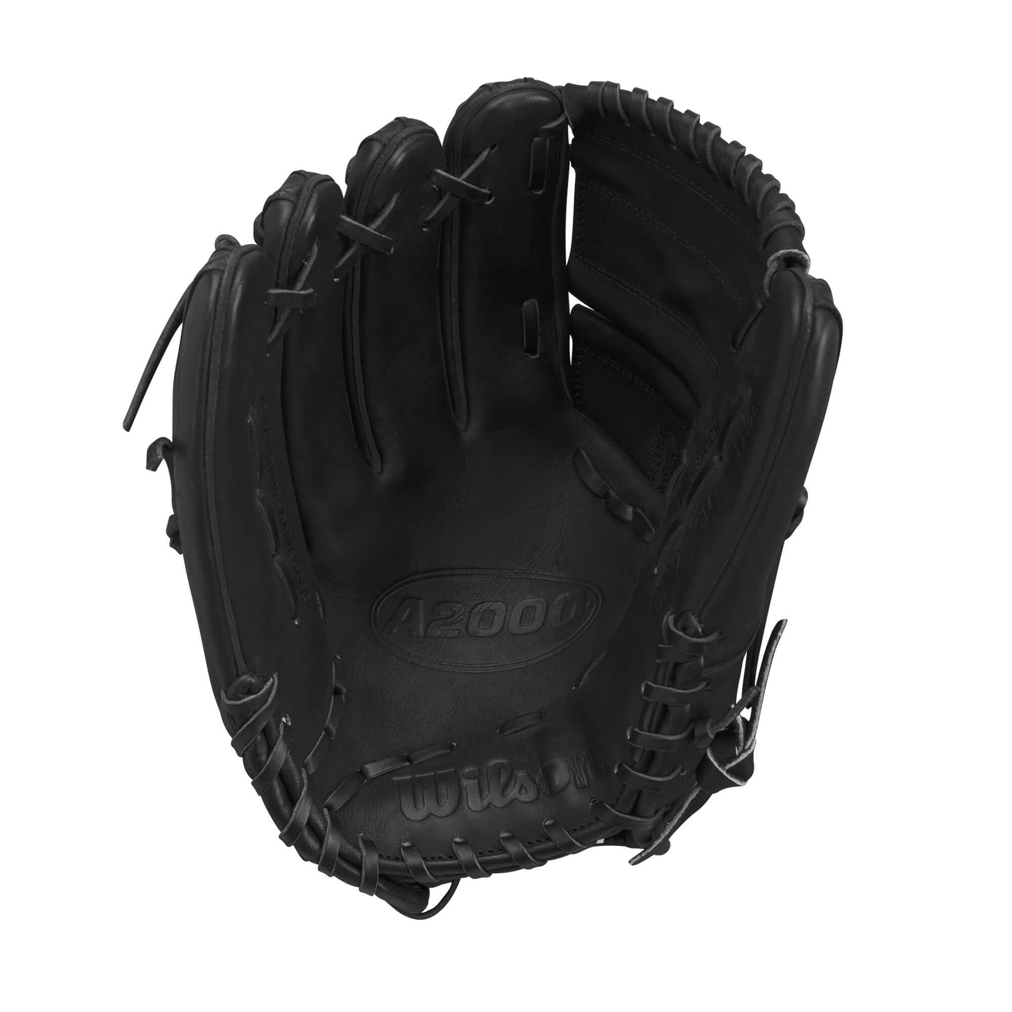 Wilson A2000 CK22 Clayton Kershaw 11.75" pitcher's glove in black, featuring Pro Stock Leather and closed web design.