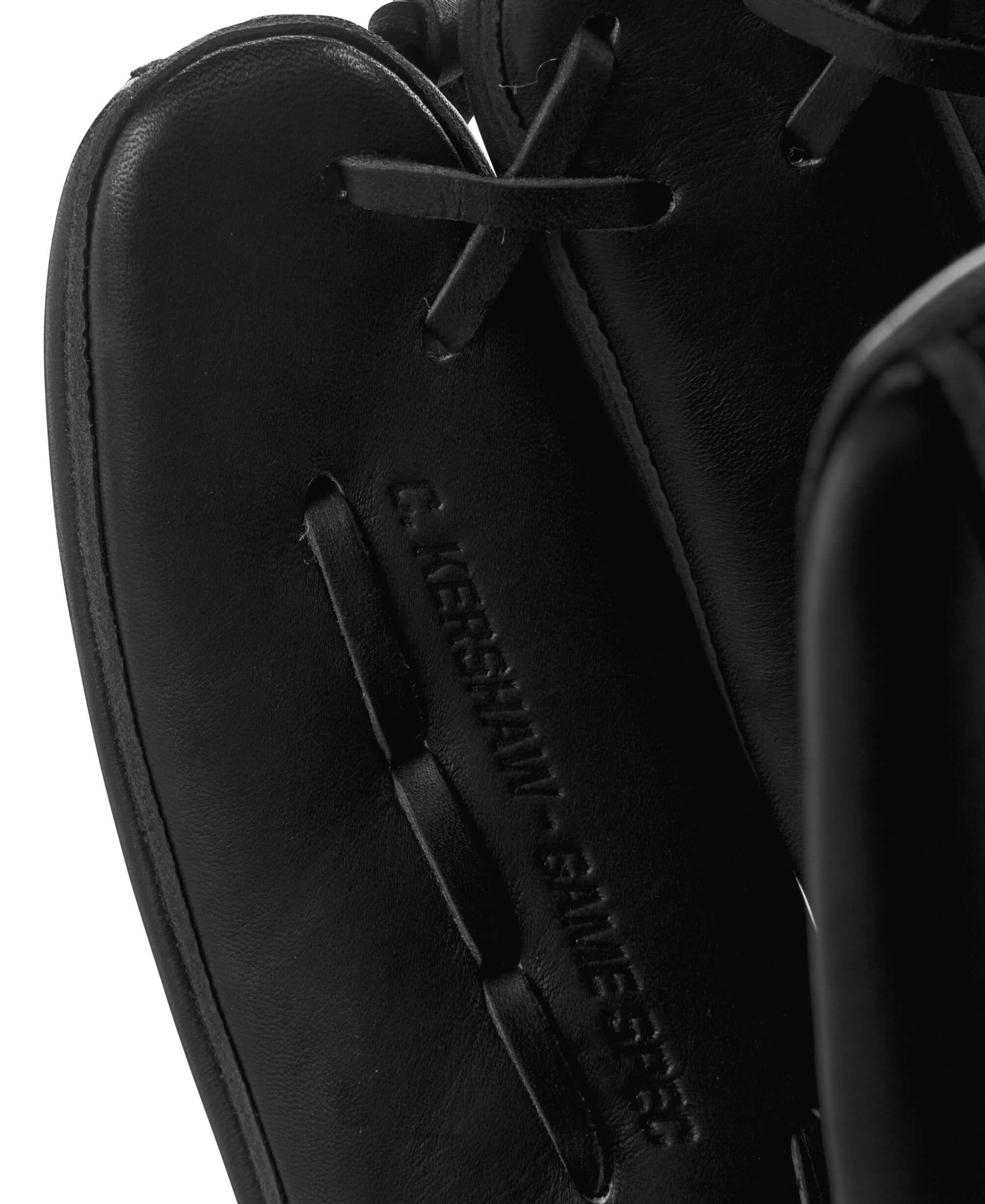 Close-up of Wilson A2000 CK22 glove detailing with Clayton Kershaw's signature and black leather texture.