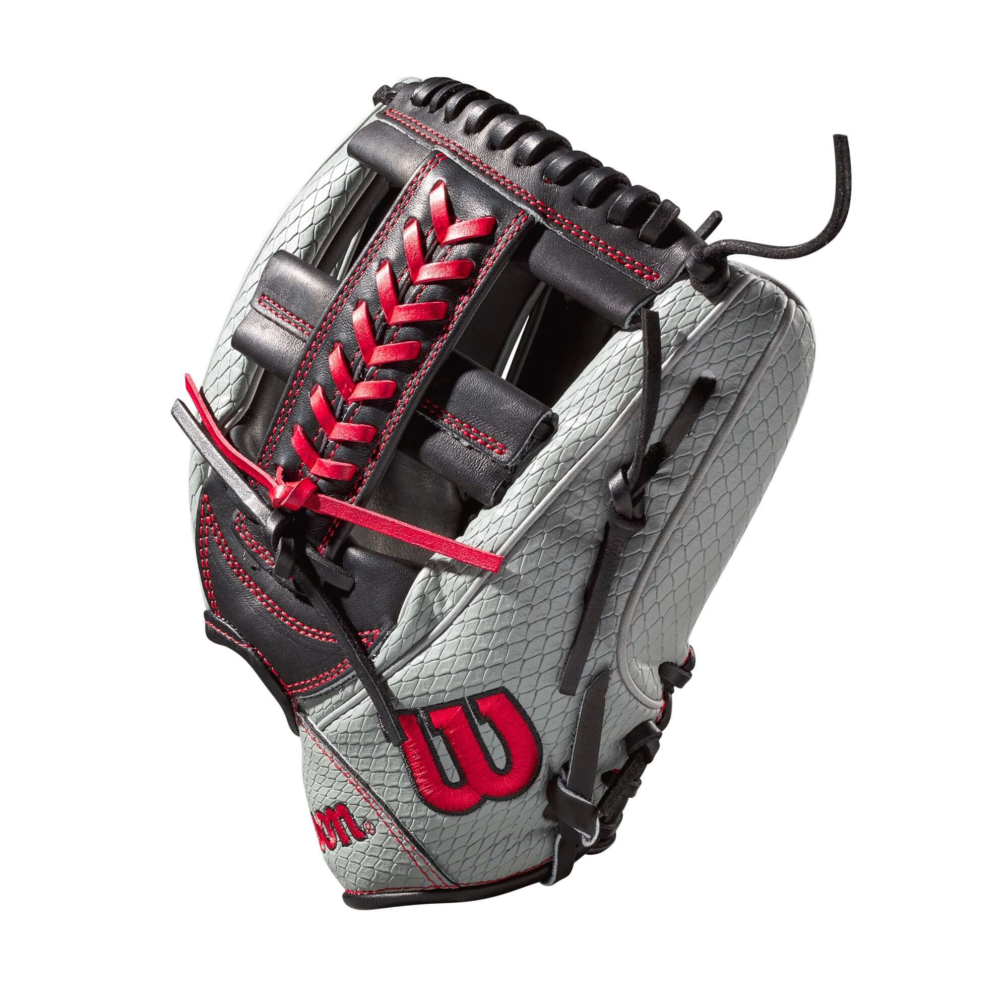 Wilson 100 GOTM May 2020 Custom A2000 1785 SS glove with grey and black leather, designed for infield performance.