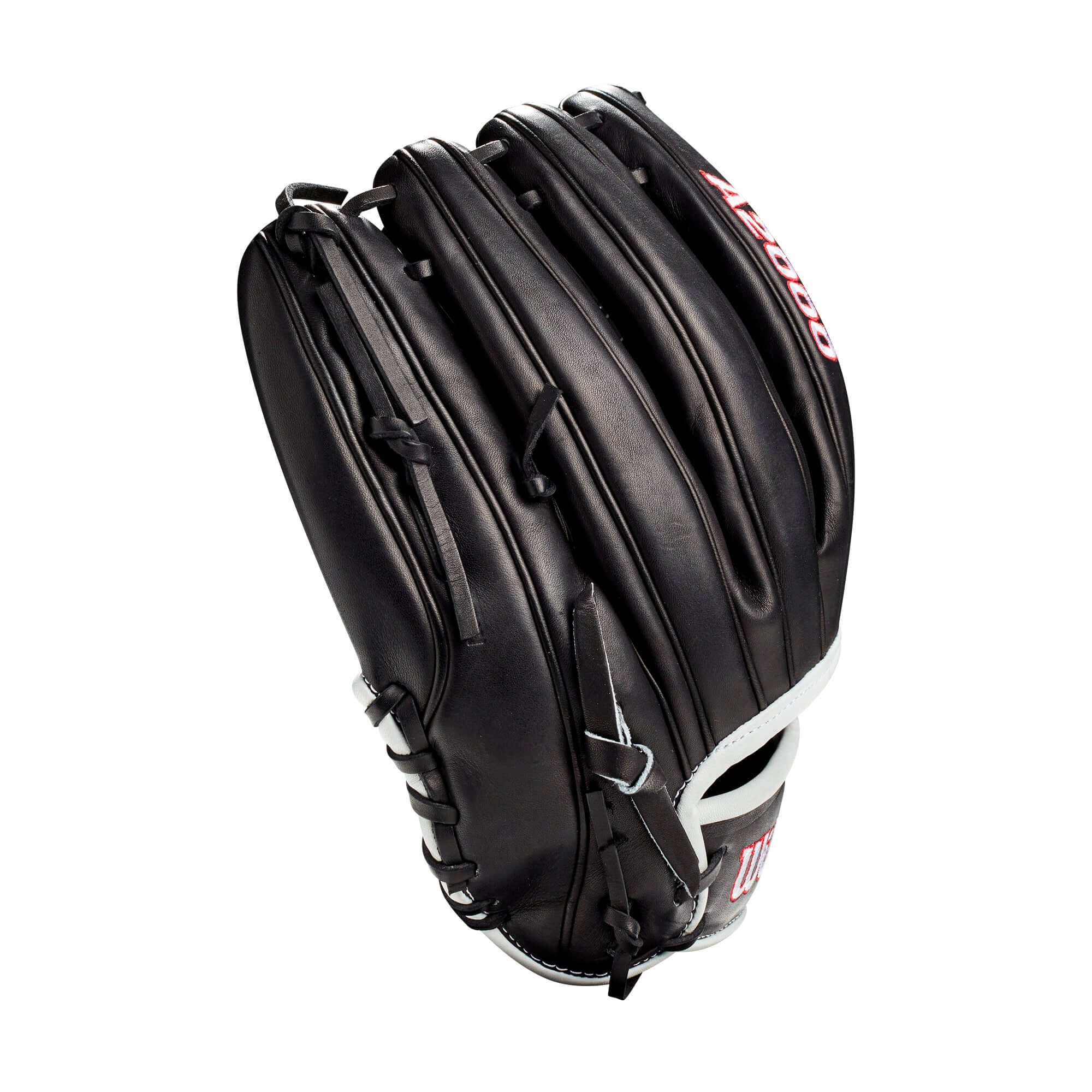 Black Wilson A2000 Aso 12 Pitchers Glove with White and Red Bold Logos