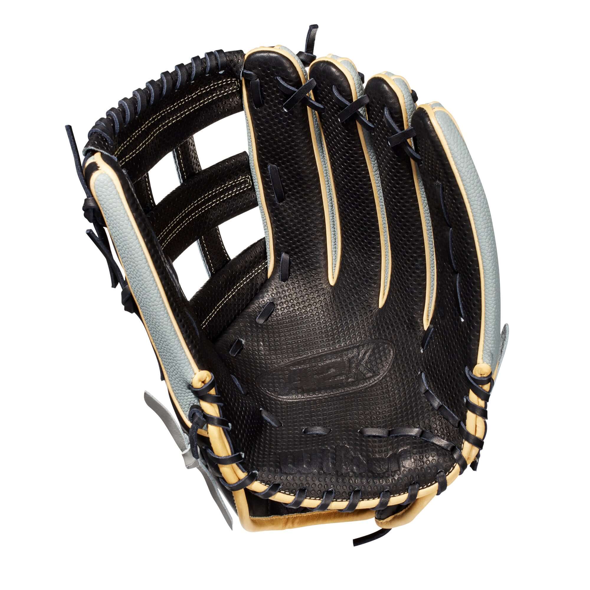 Wilson 100 GOTM October 2020 Custom A2K 1799 SS baseball glove, premium steerhide construction, black and gold design.