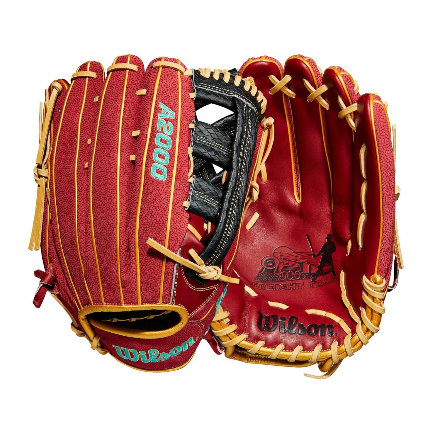 Wilson A2000 1806 baseball glove in brick red and black, showcasing custom design and durable materials.