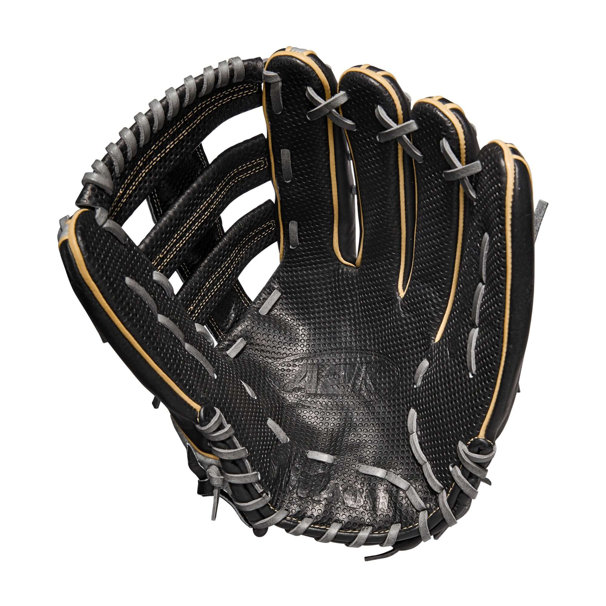 Wilson A2K 1775 12.75 Grey SnakeSkin/Black/Blonde outfield glove with Spin Control Technology.