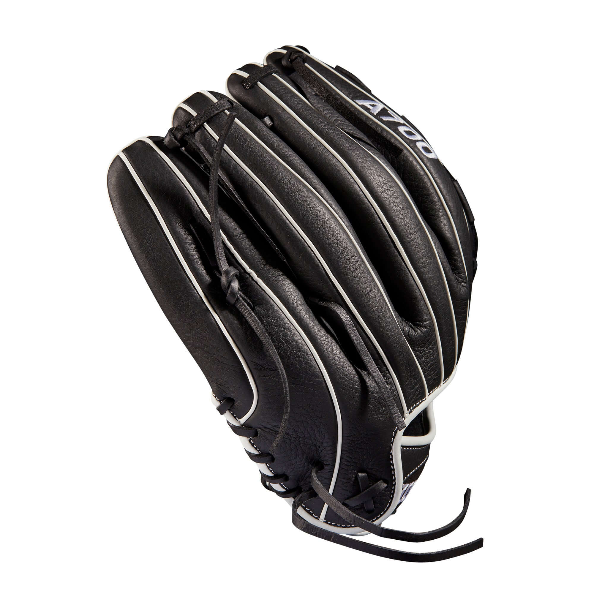 Wilson A700 12.5 Fastpitch Outfield Glove, Black/White, Full Grain Leather