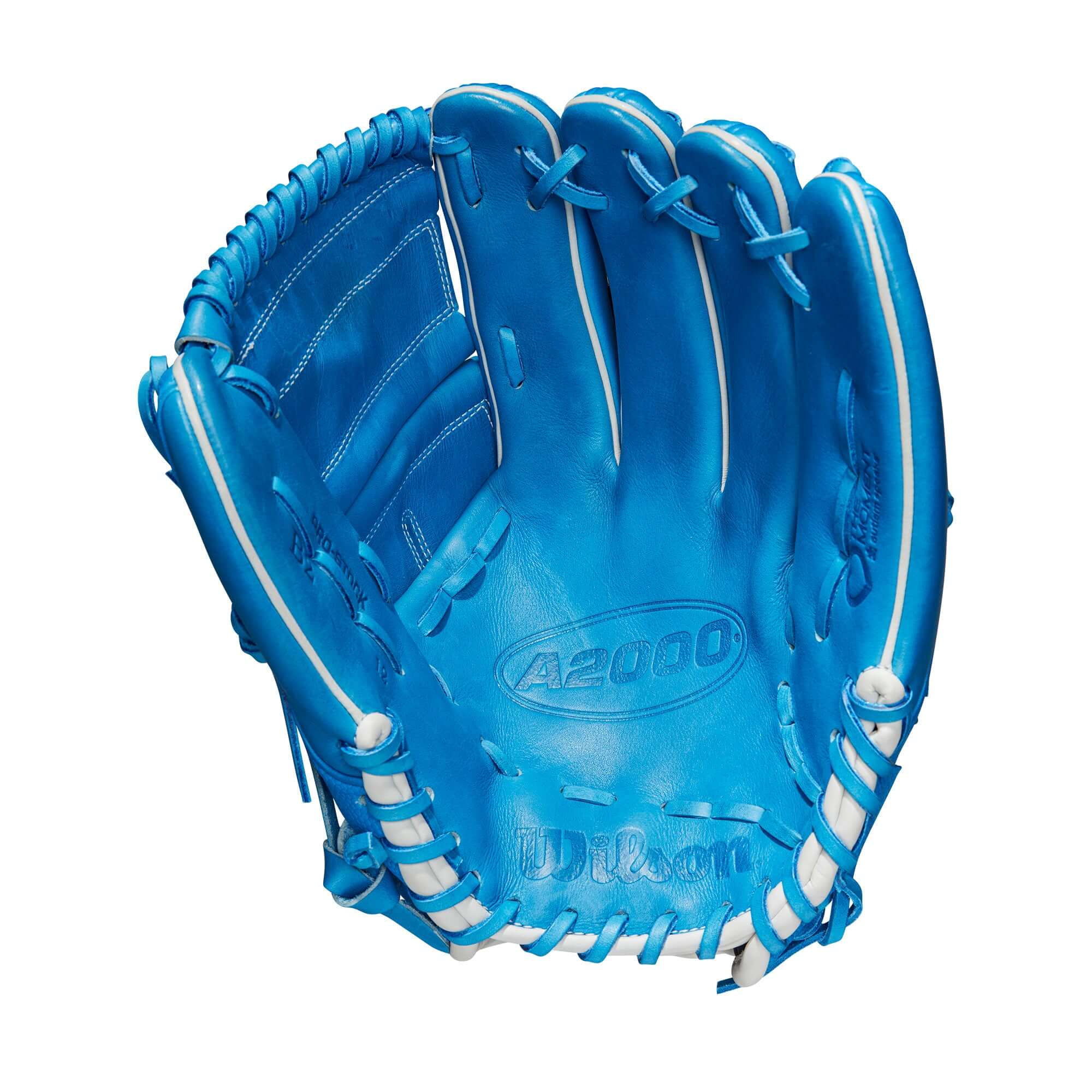 Wilson A2000 B2 Love The Moment 12 Pitcher's Glove, Left-Handed, Autism Speaks Blue Leather, Closed Two-Piece Web.