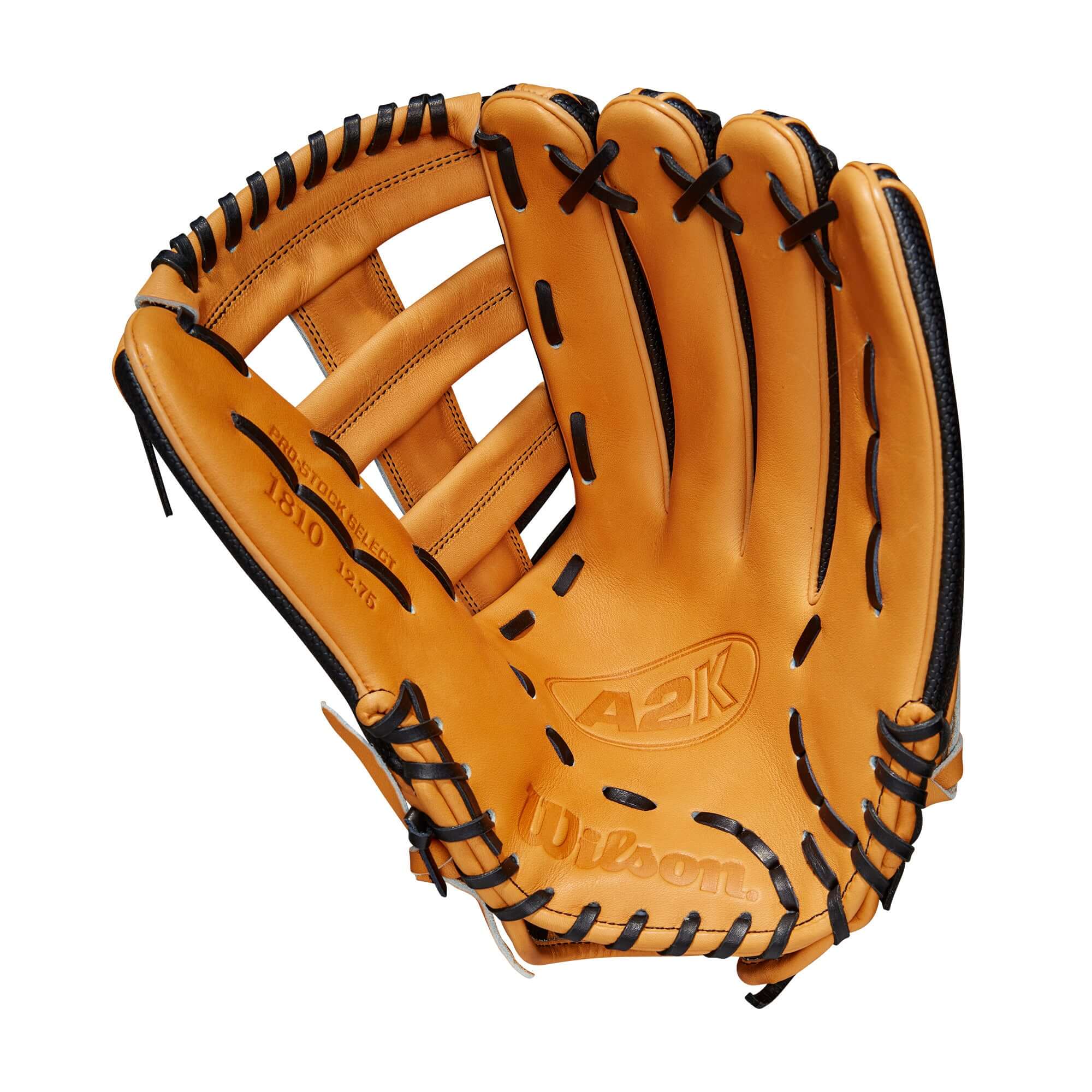 Wilson 2023 A2K 1810SS 12.75 Outfield Glove with Spin Control and SuperSkin in Vintage Tan, Left-Hand Throw.