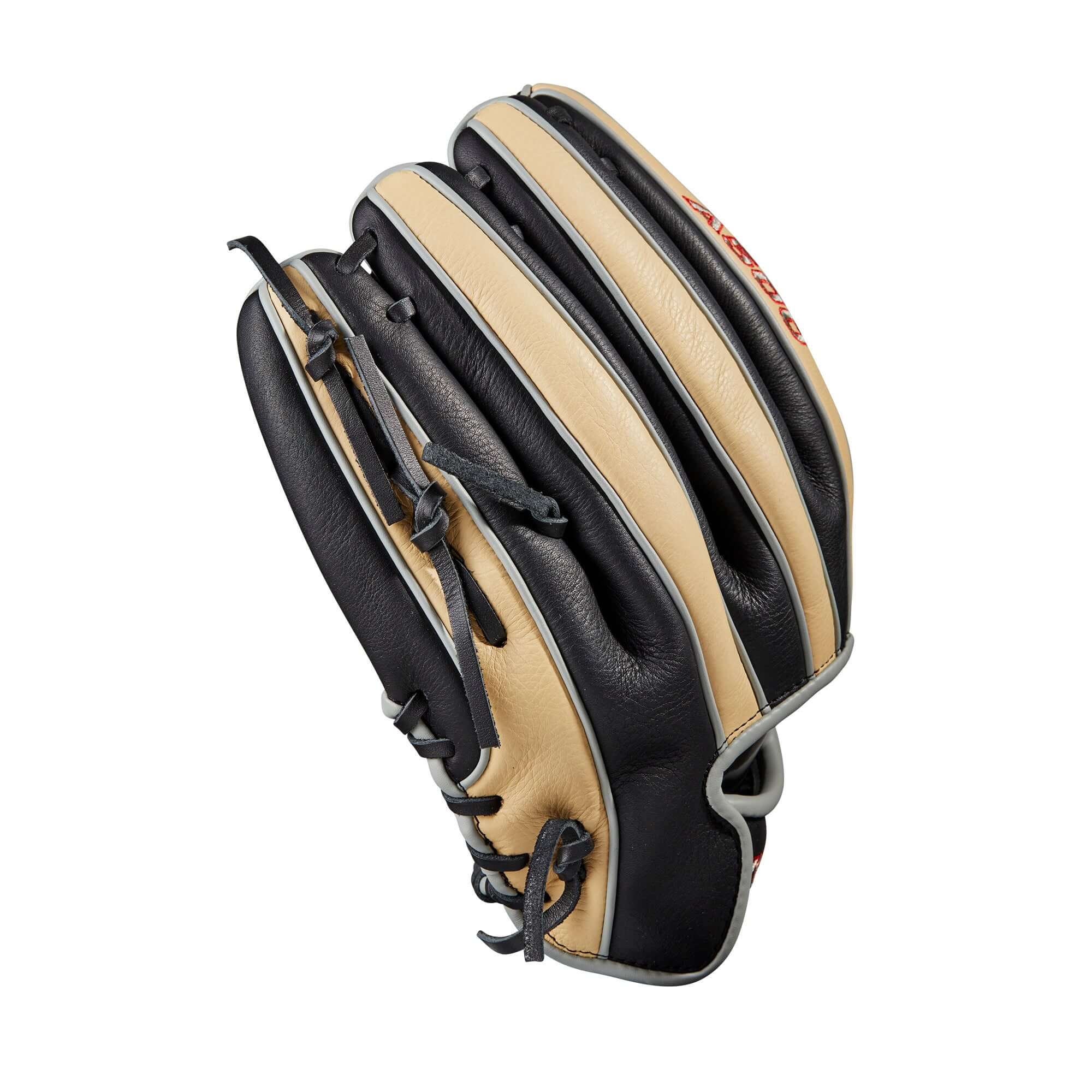 Wilson A500 11.5-inch Youth Baseball Glove, Left Hand Throw, Black and Blonde Leather