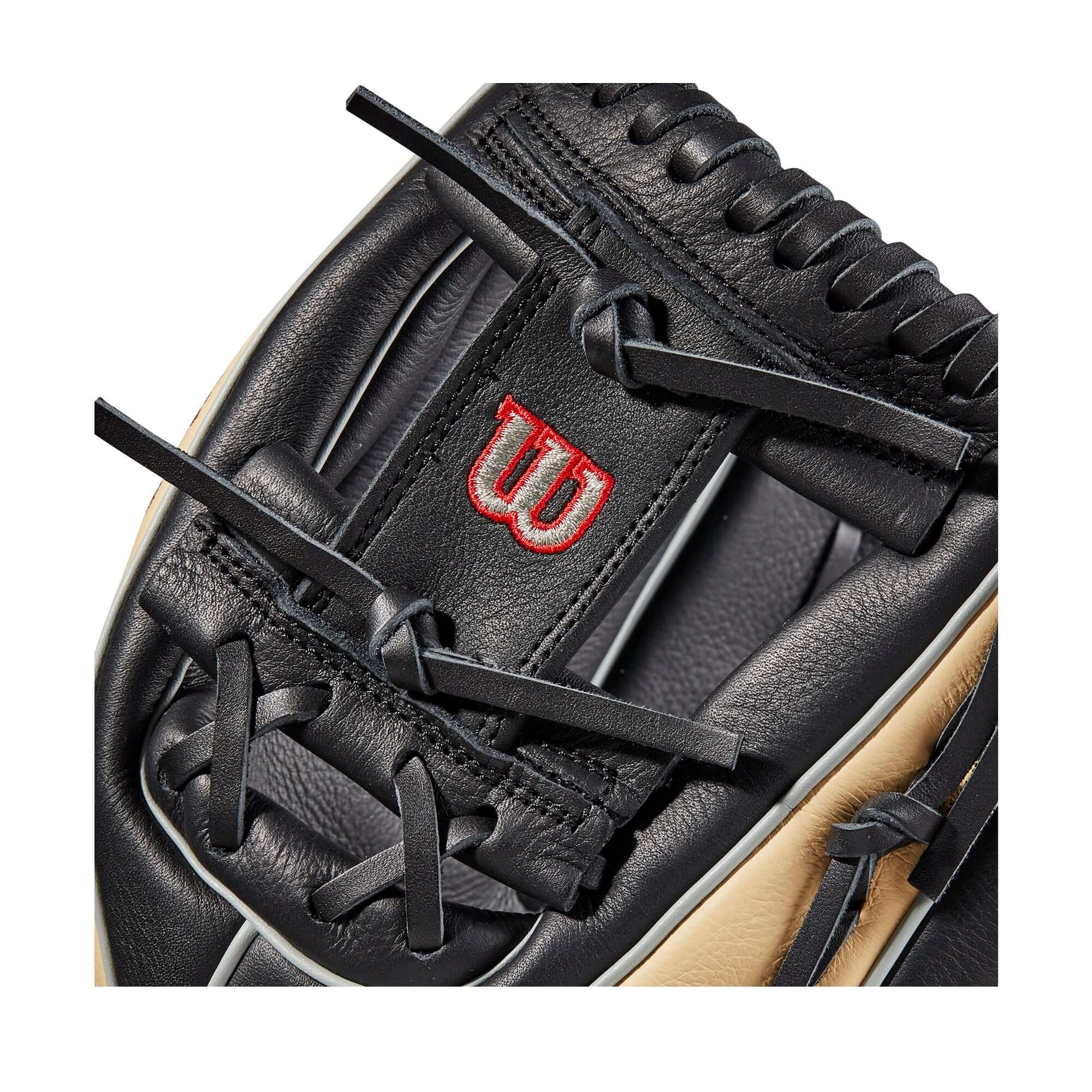 Wilson A500 11.5-inch Youth Baseball Glove, Left Hand Throw, Black and Blonde Leather