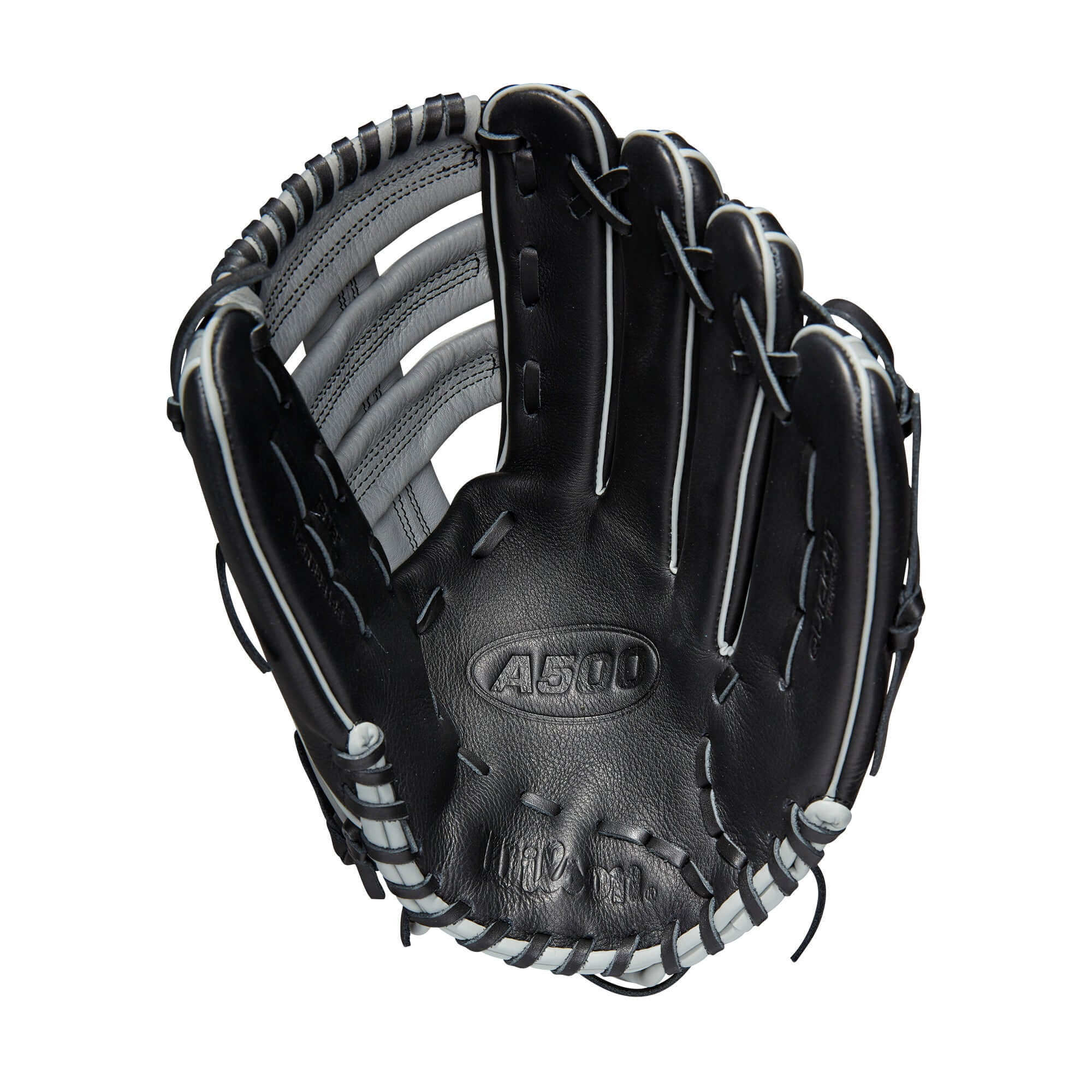 Wilson A500 12.5-inch Youth Baseball Glove in Black/Grey/Tropical Blue