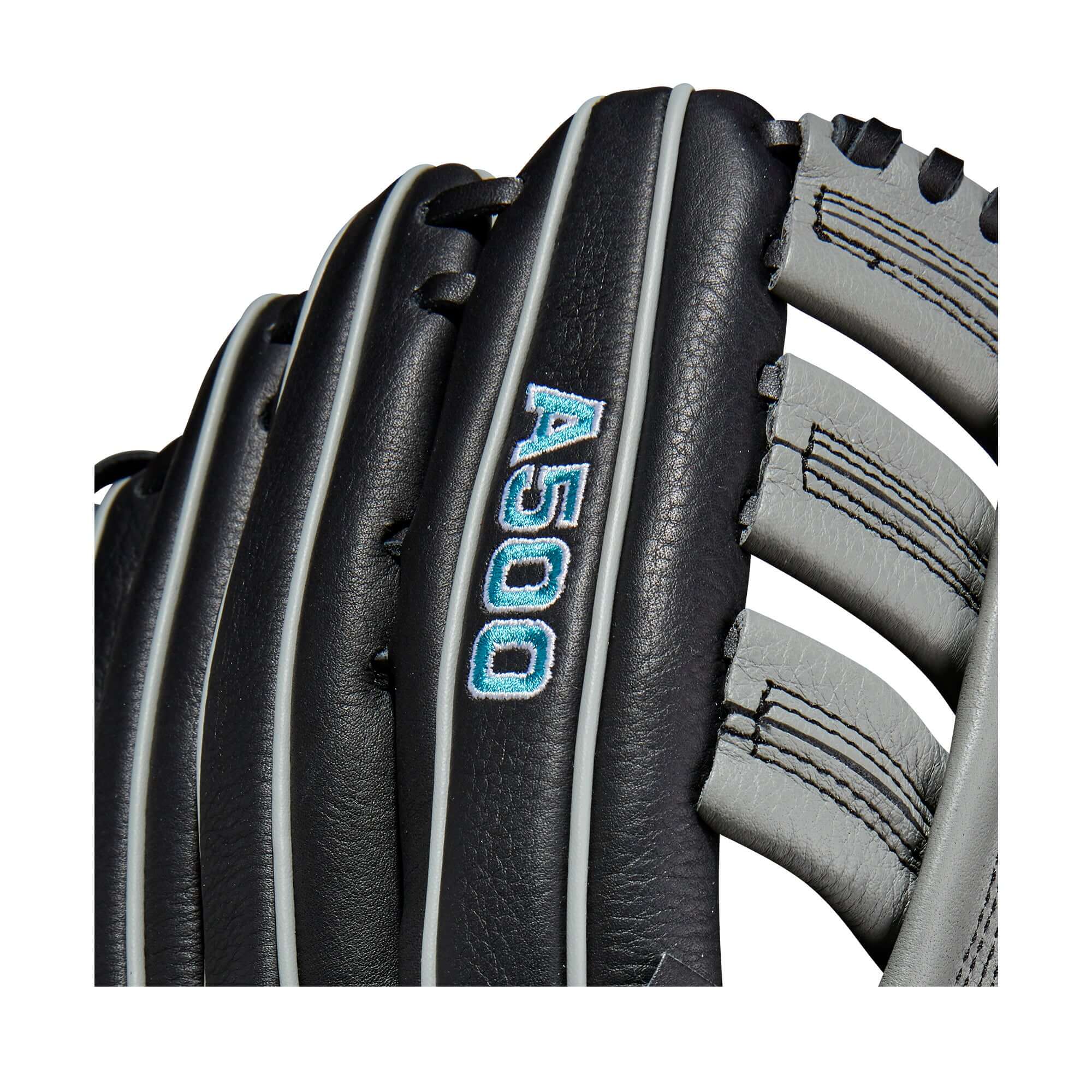 Wilson A500 12.5 youth baseball glove, grey and black leather, left-hand throw.