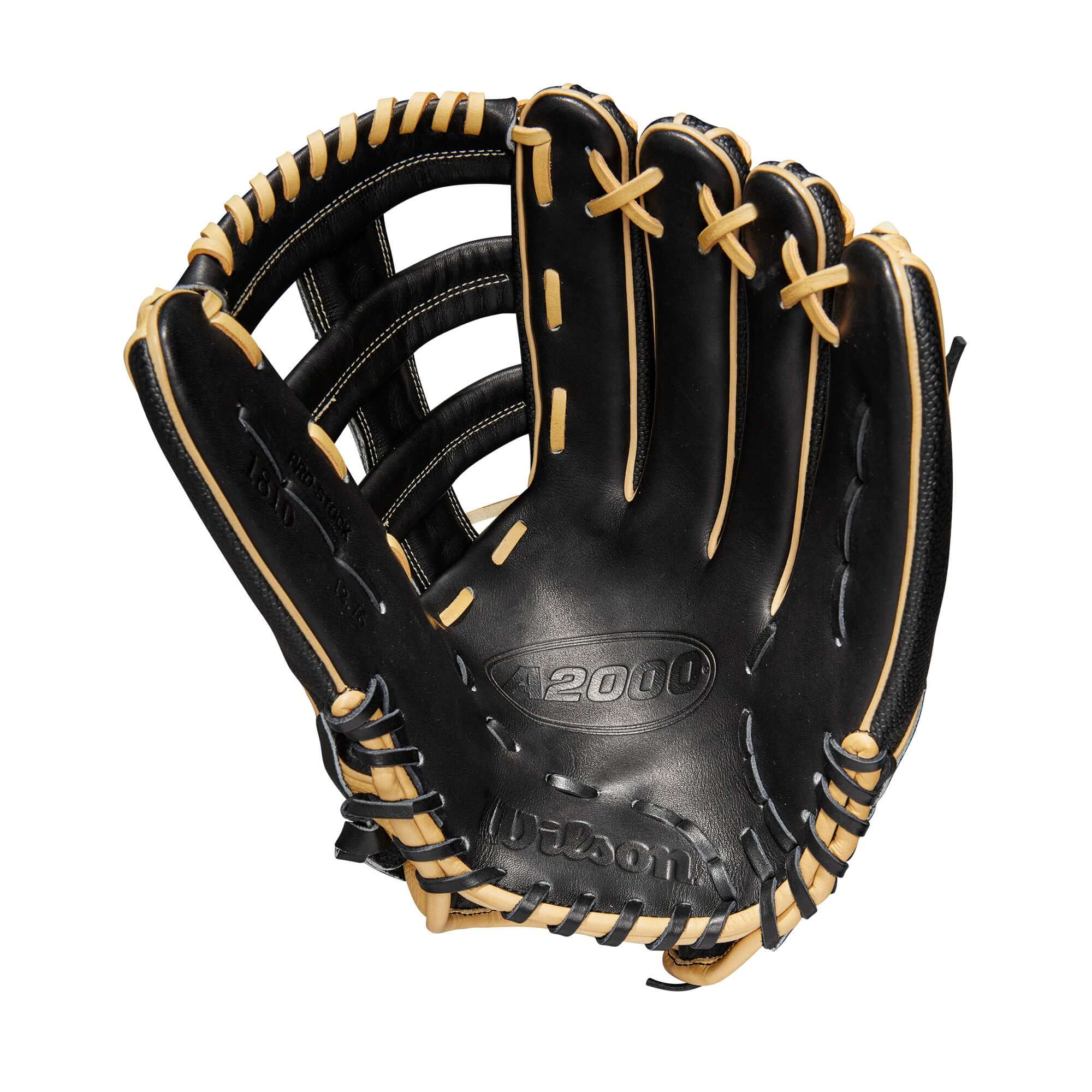 Wilson 2023 A2000 1810SS Black/Blonde 12.75 outfield glove with Pro Stock leather and SuperSkin back