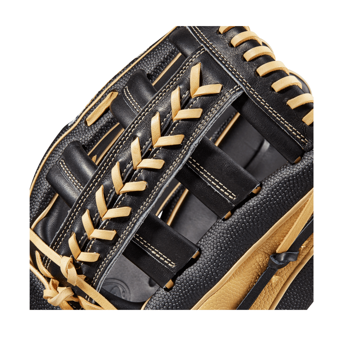 Wilson 2023 A2000 1810SS LHT 12.75 outfield glove, Black Pro Stock leather palm, Black & Blonde SuperSkin back.
