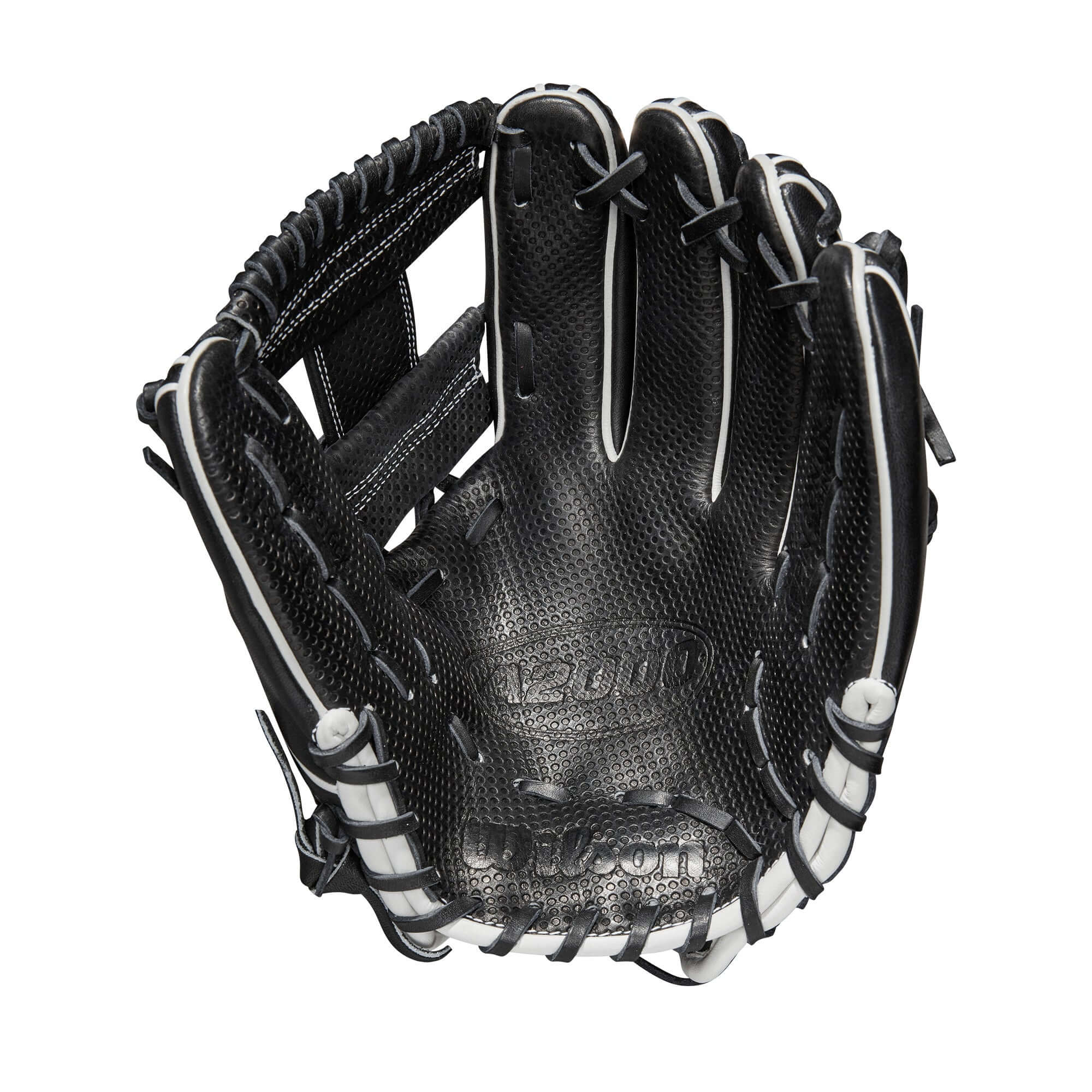 Wilson A2000 1786 Spin Control baseball glove, 11.5-inch, black and white, H-Web design