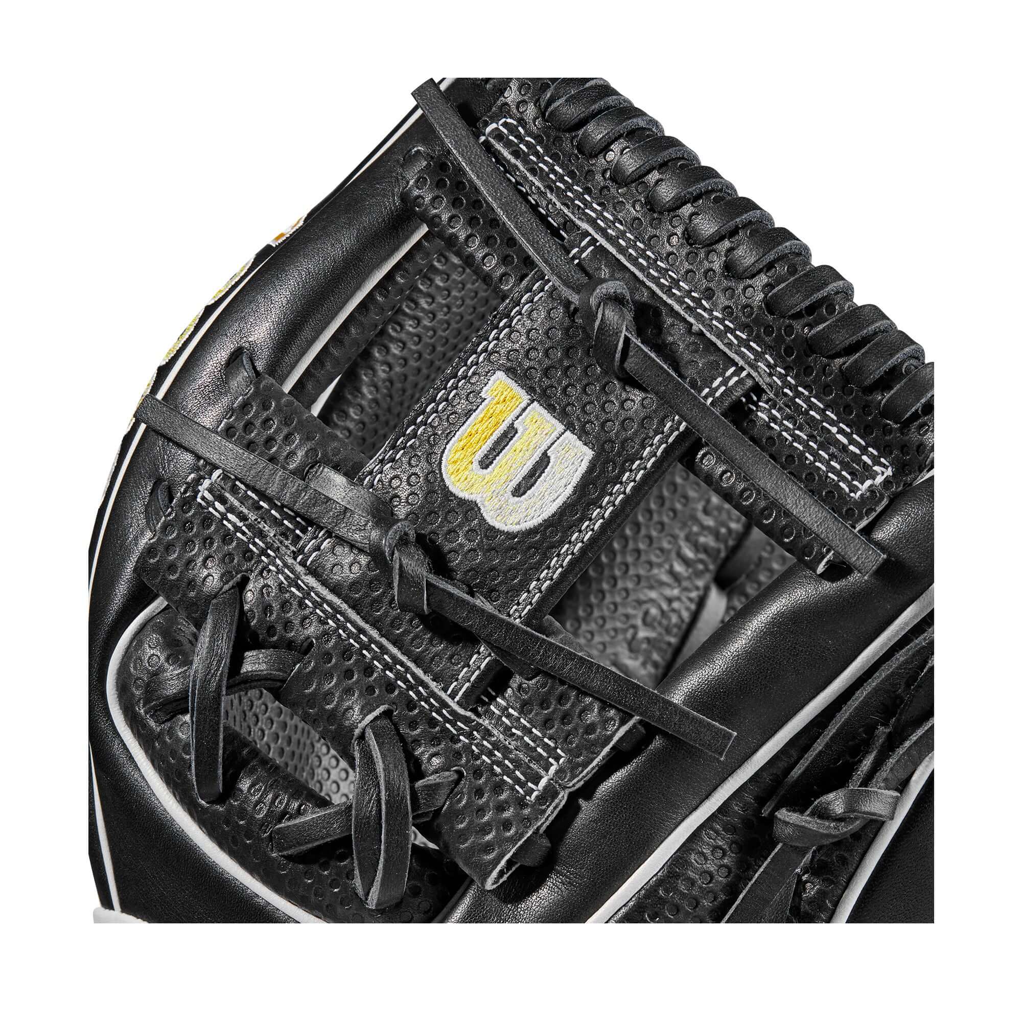 Wilson A2000 1786 Spin Control baseball glove, 11.5-inch, black and white, H-Web design