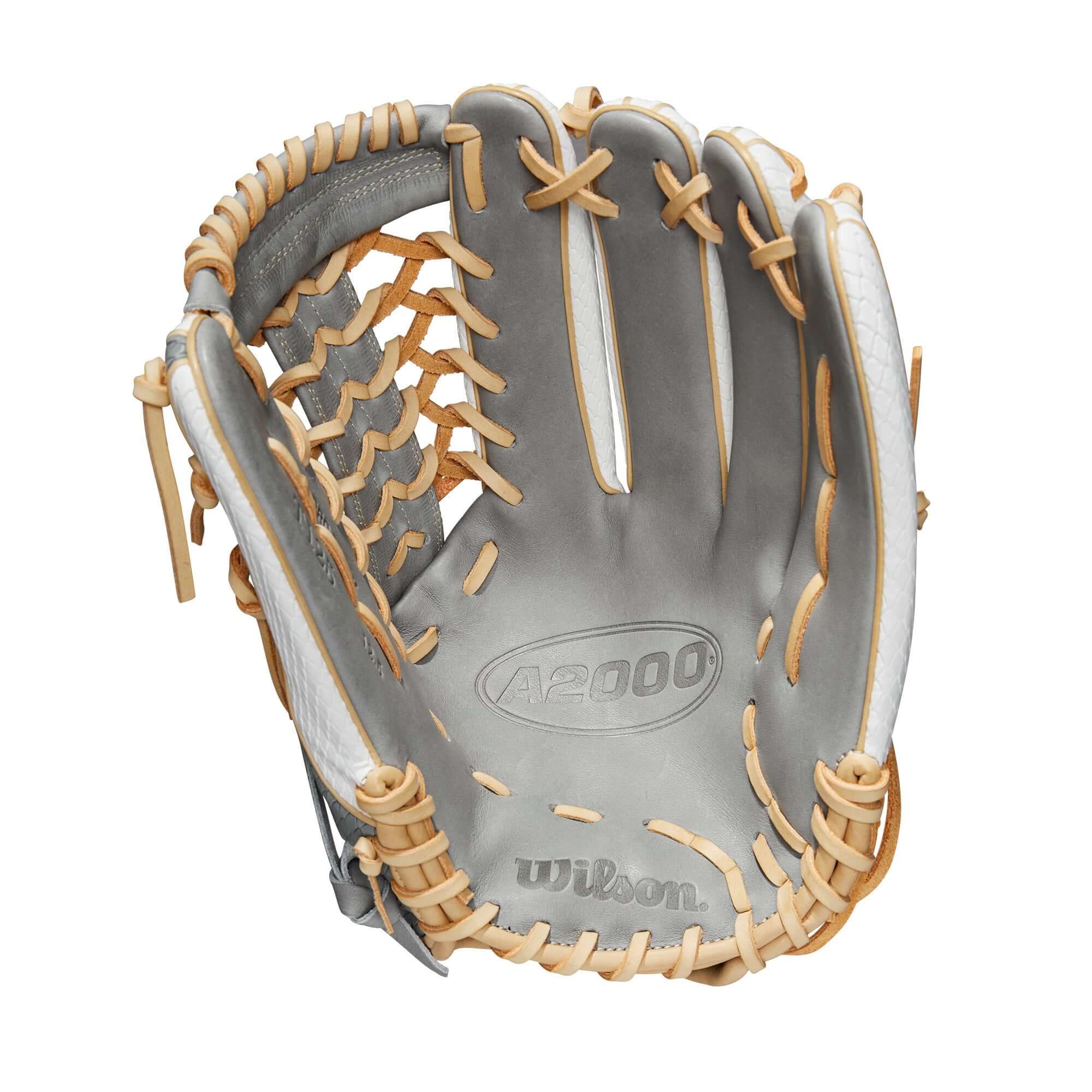 Wilson 2023 A2000FP T125SS Black 12.5 baseball glove with Grey Pro Stock leather palm.