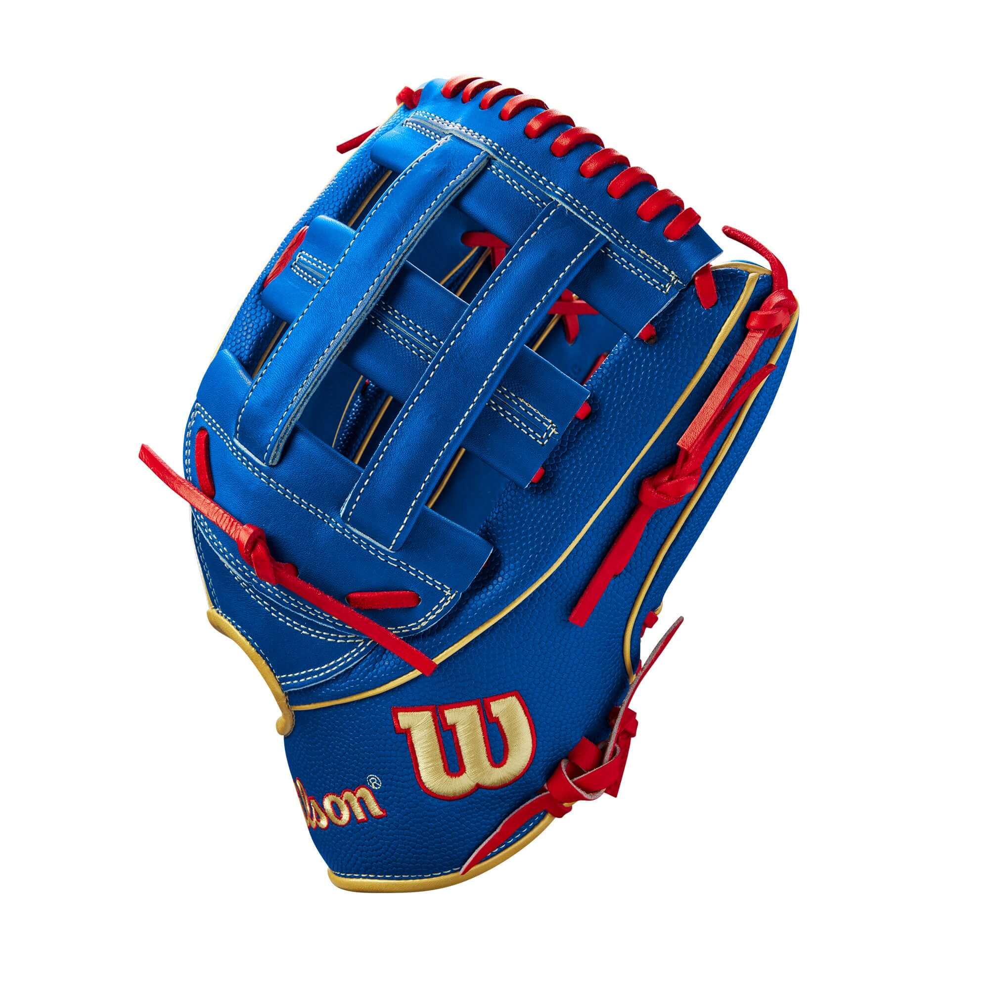 Wilson 2023 A2K Mookie Betts Game Model LHT 12.5 glove with blue and white SuperSkin