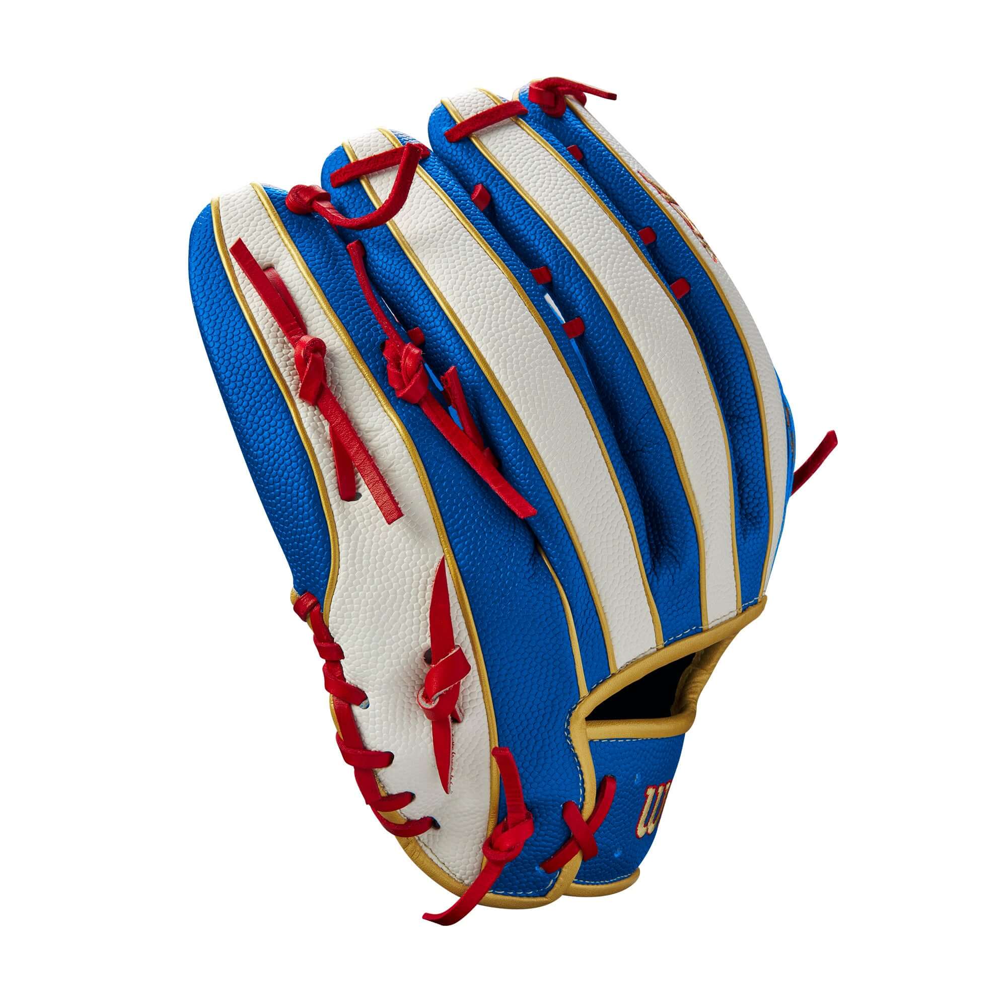 Wilson 2023 A2K Mookie Betts Game Model LHT 12.5 glove with blue and white SuperSkin