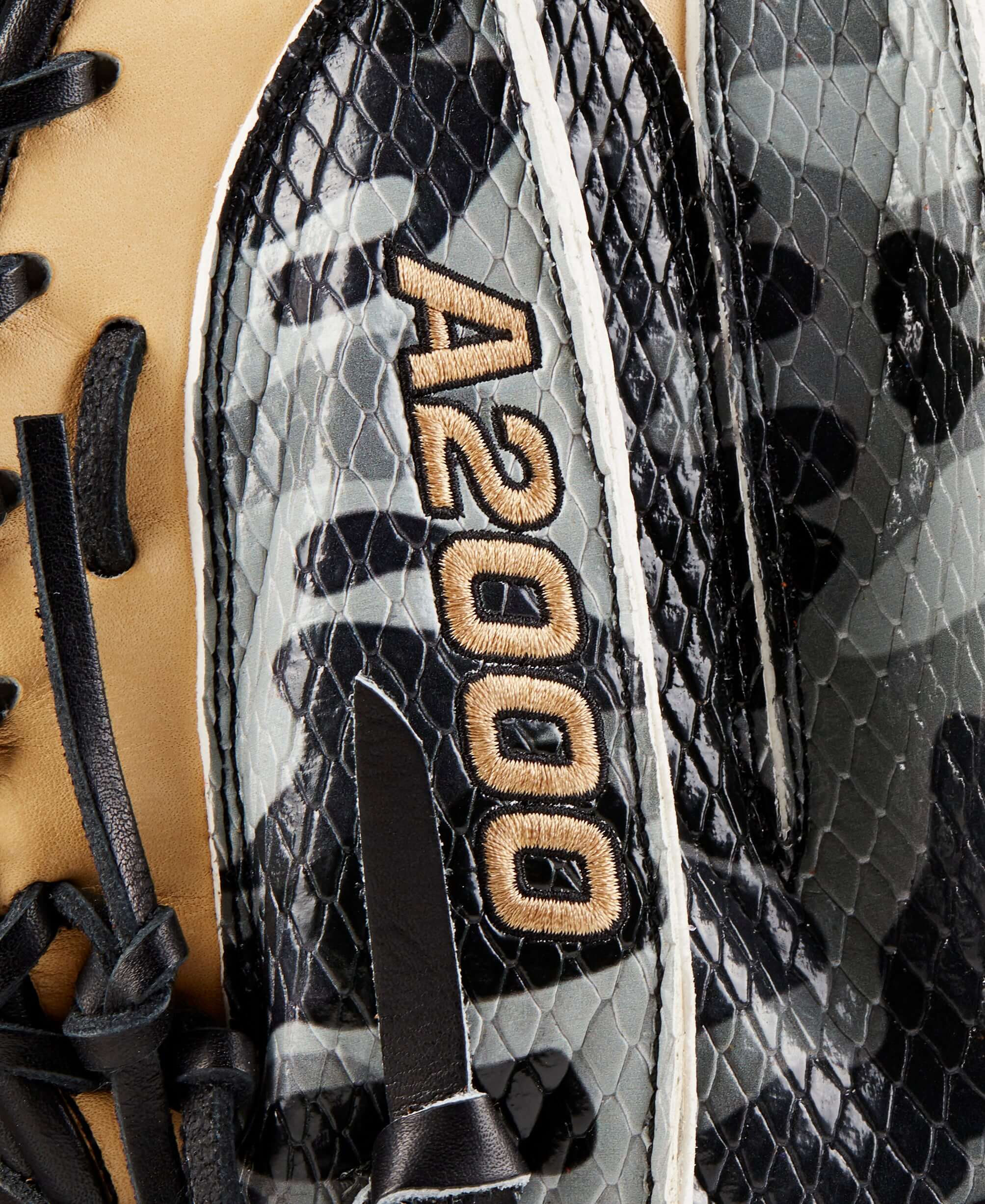 Wilson A2000 GOTM October 2022 CM33 Black Camo/Blonde 33 RHT Catchers Mitt with deep pocket and Half-Moon Web.
