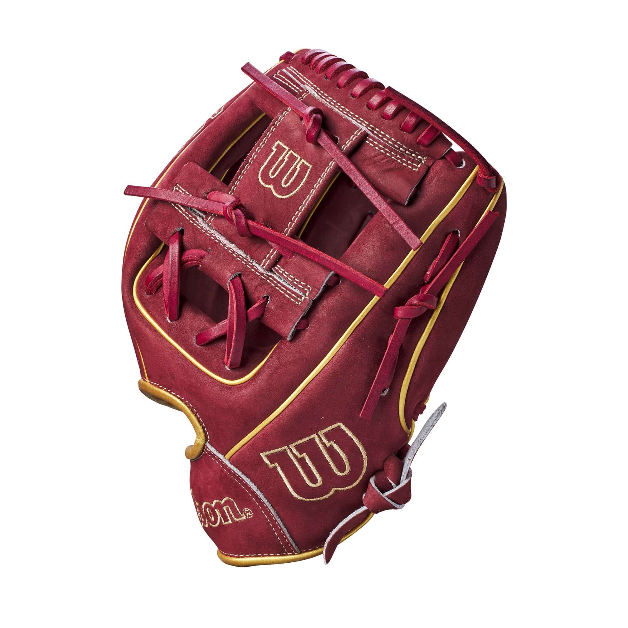 Wilson A2000 GOTM November 2022 glove in 1975 Crimson Velvet, 11.75", featuring H-Web design and durable Pro Stock Leather.