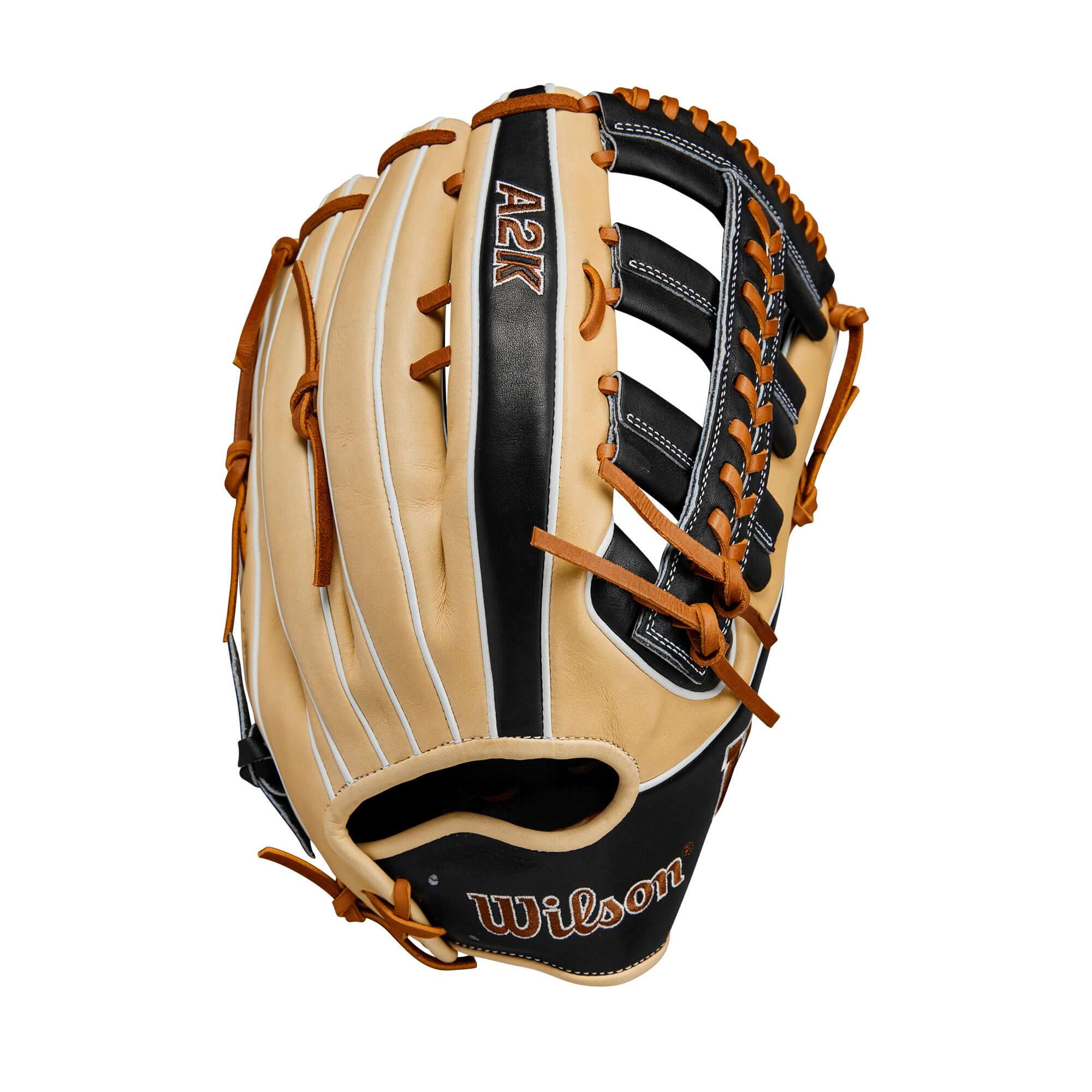 Wilson 2024 A2K 1810 Outfield Baseball Glove 12.75" in Blonde and Black, featuring high-quality Pro Stock leather design.