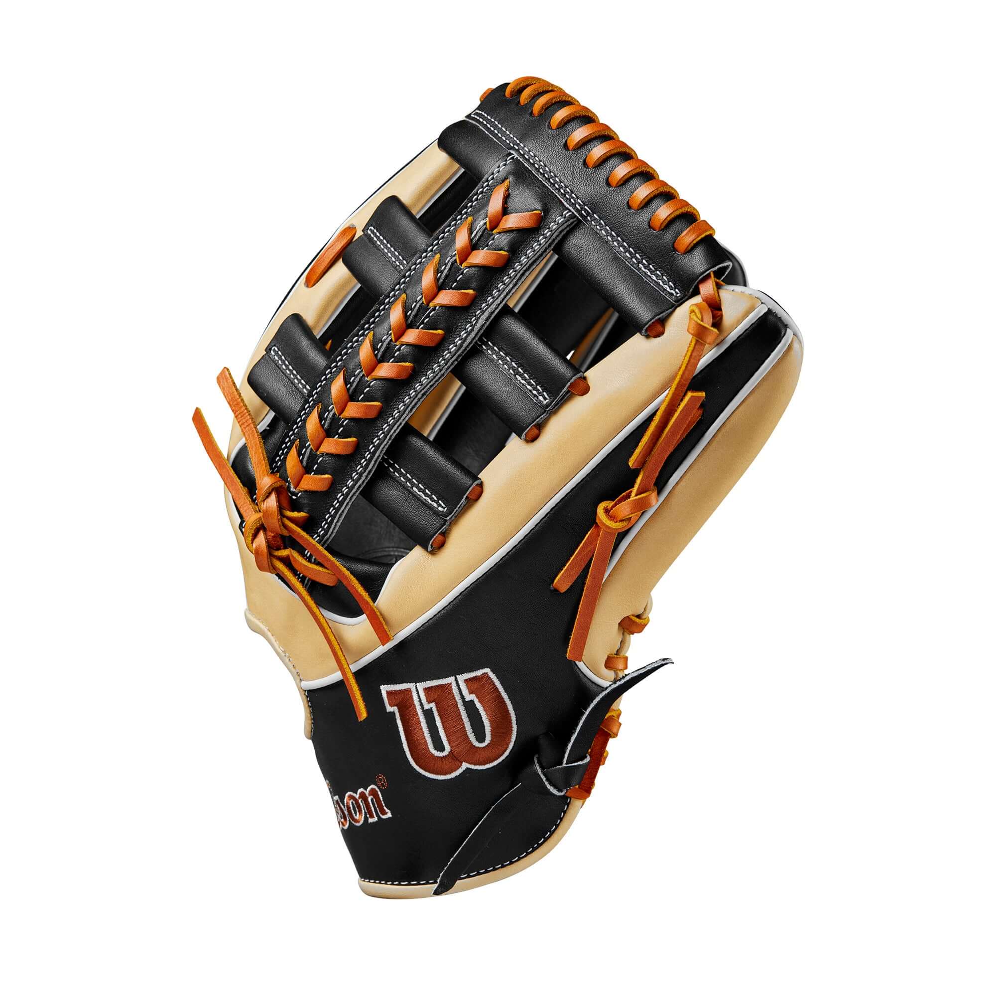 Wilson 2024 A2K 1810 12.75" Outfield Baseball Glove in Black, Blonde, and Saddle colors, showcasing premium leather craftsmanship.