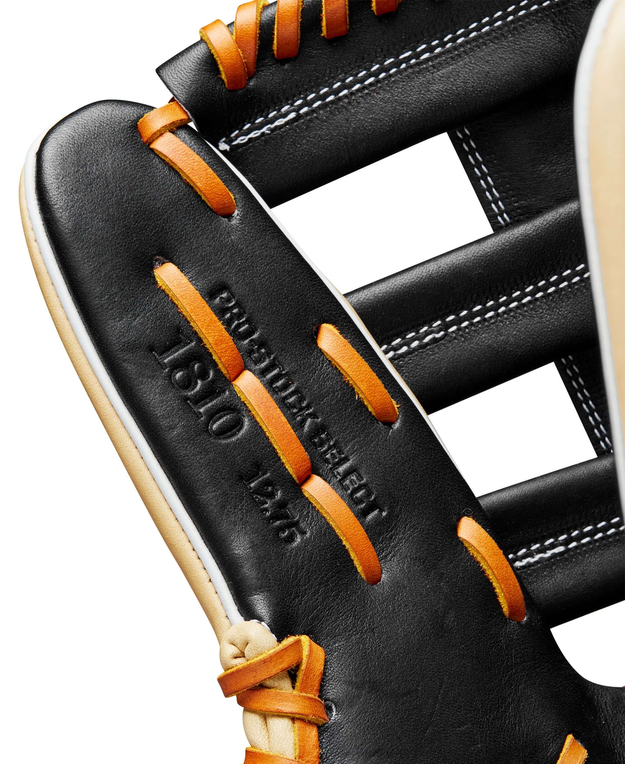 Close-up of Wilson 2024 A2K 1810 baseball glove interior showing quality leather and craftsmanship details.