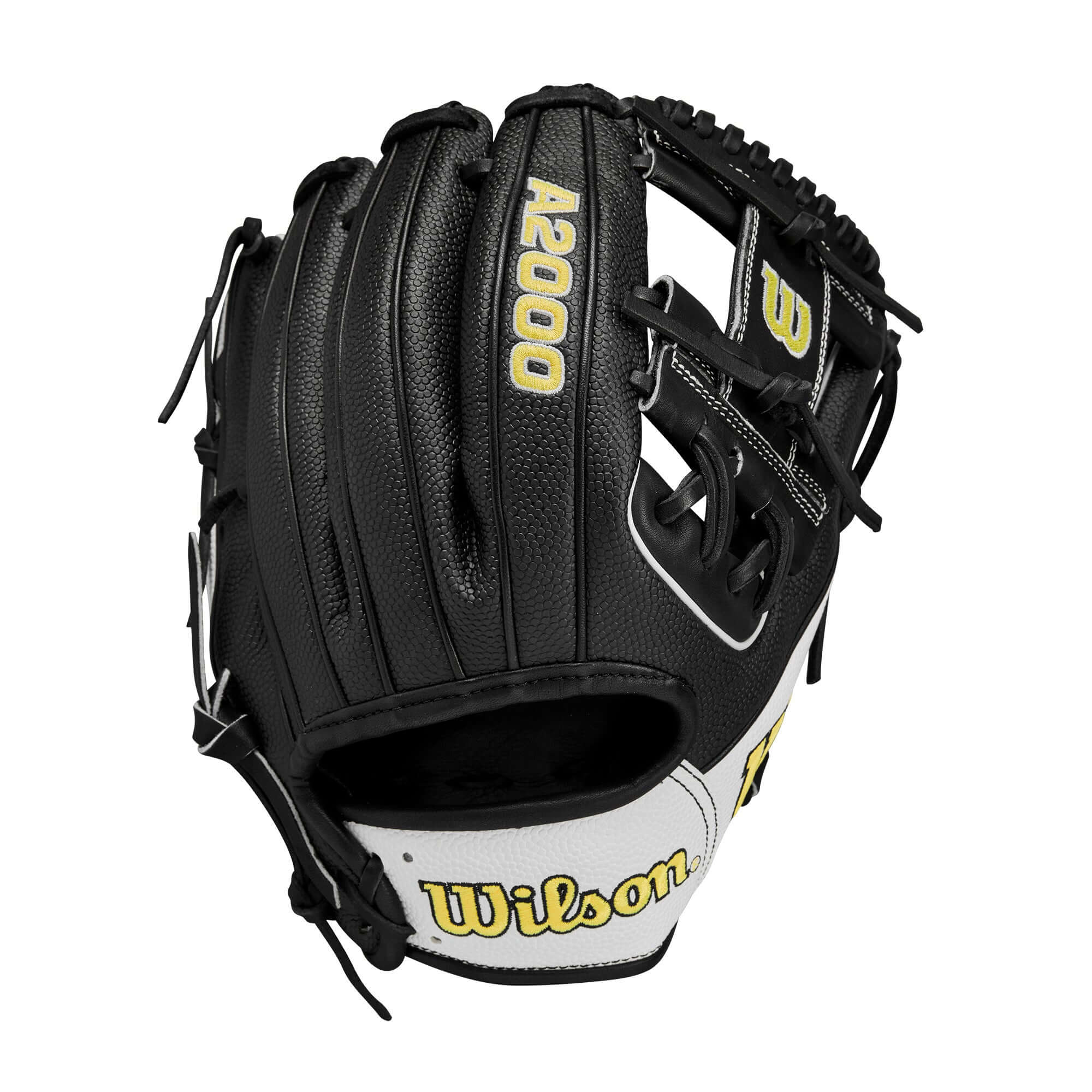 Wilson A2000 1786SS 11.5" infield glove in black and white, featuring SuperSkin™ for lightweight durability.
