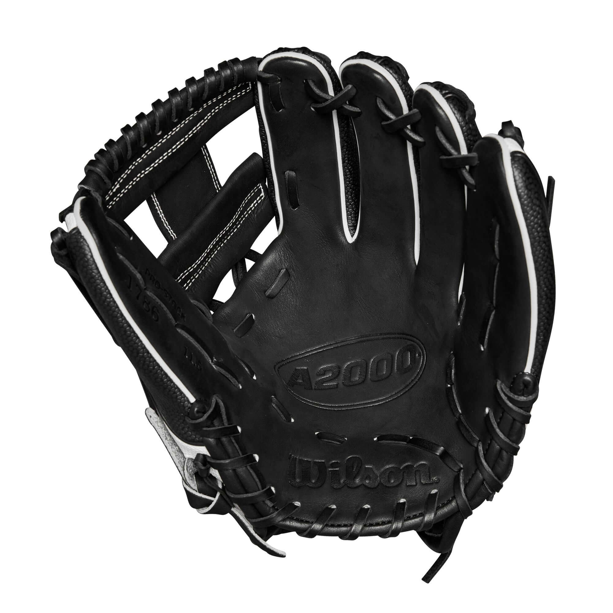 Wilson A2000 1786SS 11.5" Black and White infield glove with SuperSkin technology for better performance.