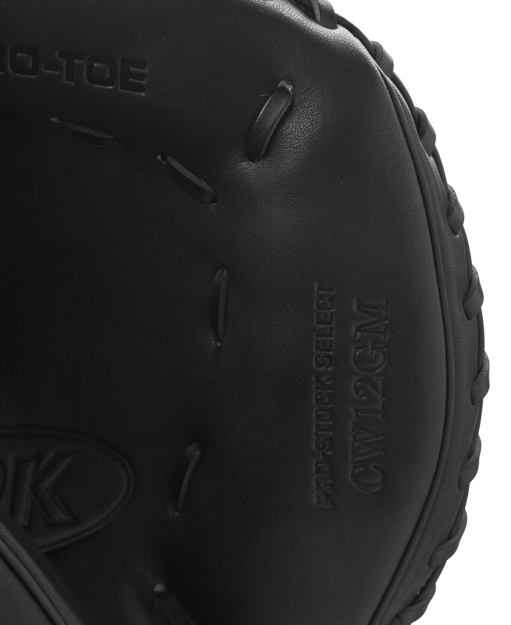 Interior view of Wilson A2K CW12 catcher’s mitt showing Pro-Toe design and detailed craftsmanship.