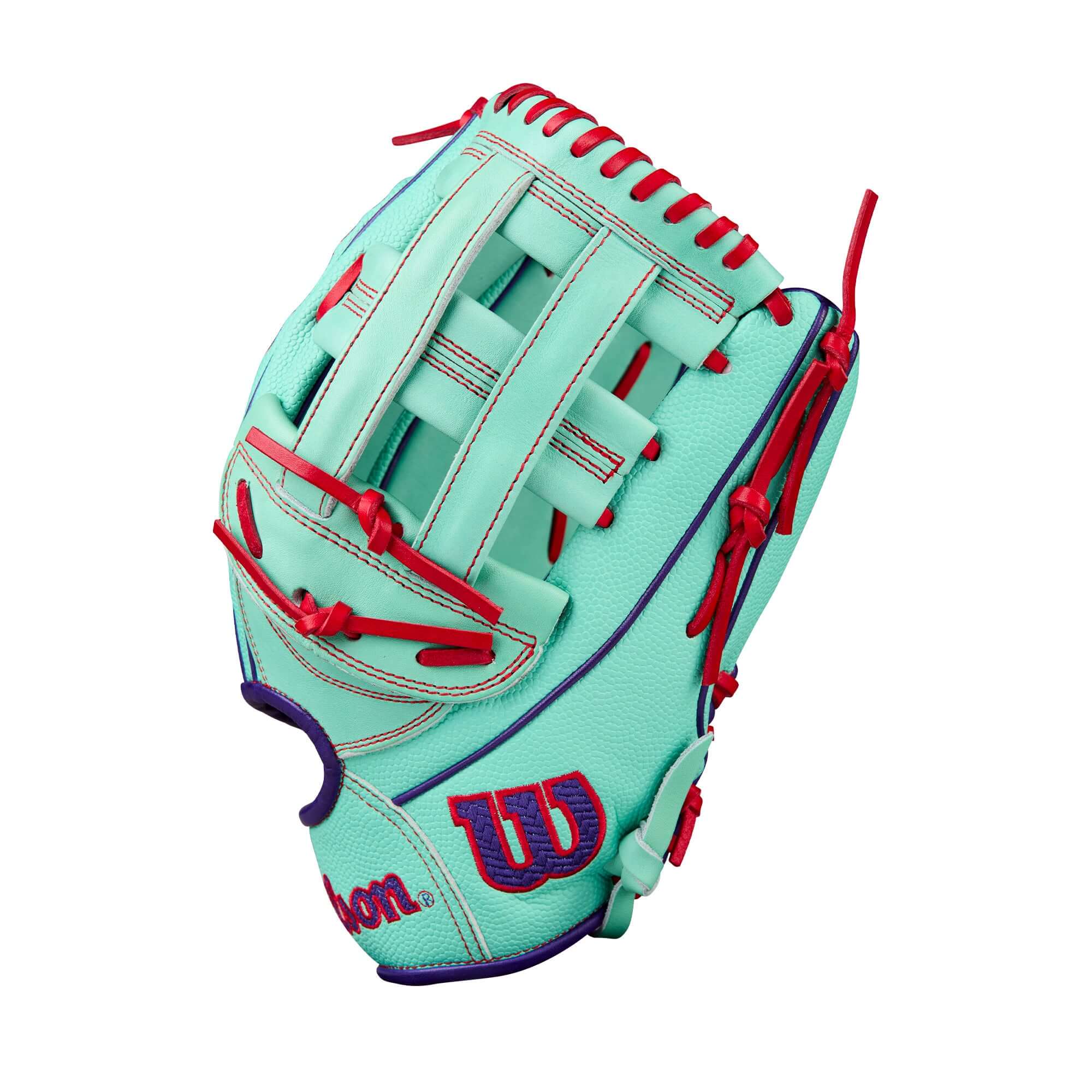 Wilson A2000 1750SS 12.5” Outfield Glove LHT thumb detail showing reinforced binding.