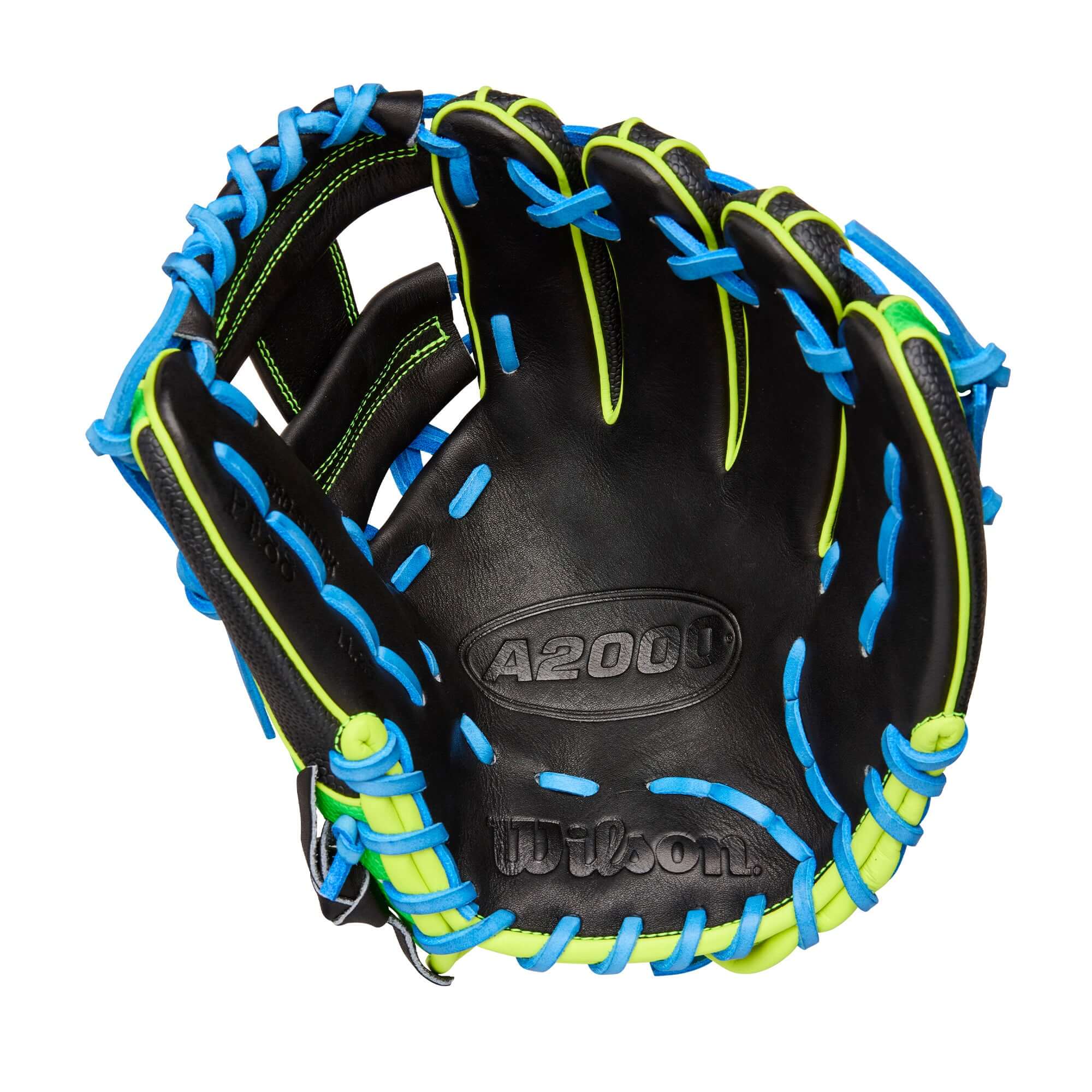 Wilson 2025 A2000 PF88SS 11.25” Infield Glove palm view with Black Pro Stock leather and shallow pocket.