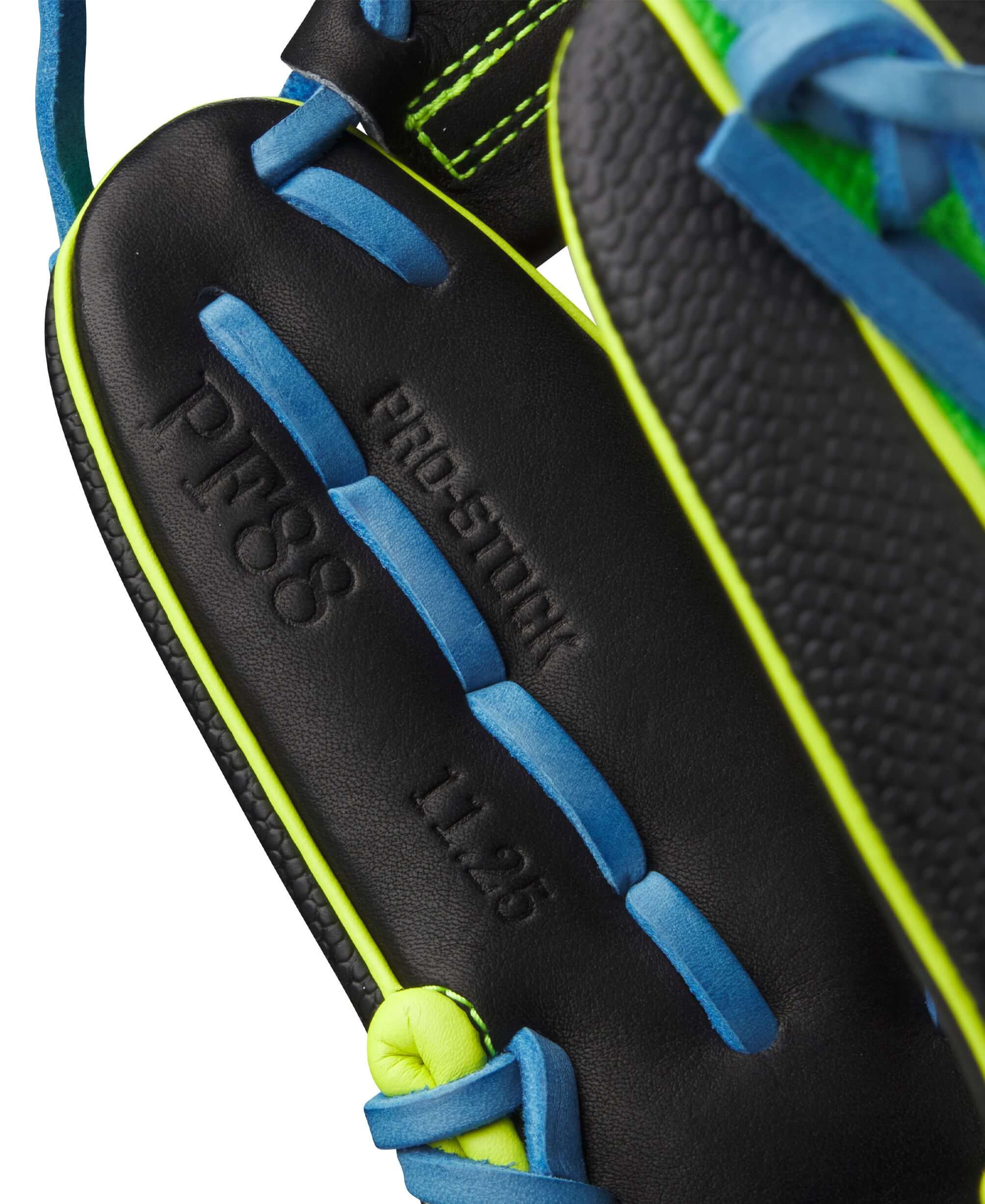 Wilson 2025 A2000 PF88SS 11.25” Infield Glove thumb front detail highlighting leather texture.