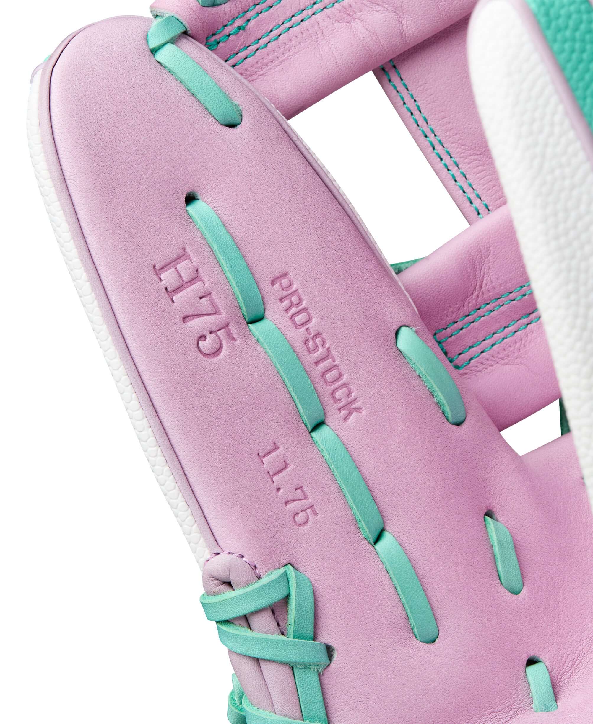 Wilson 2025 A2000 FP1175SS 11.75” Fastpitch Glove front thumb detail showing drawstring wrist closure.