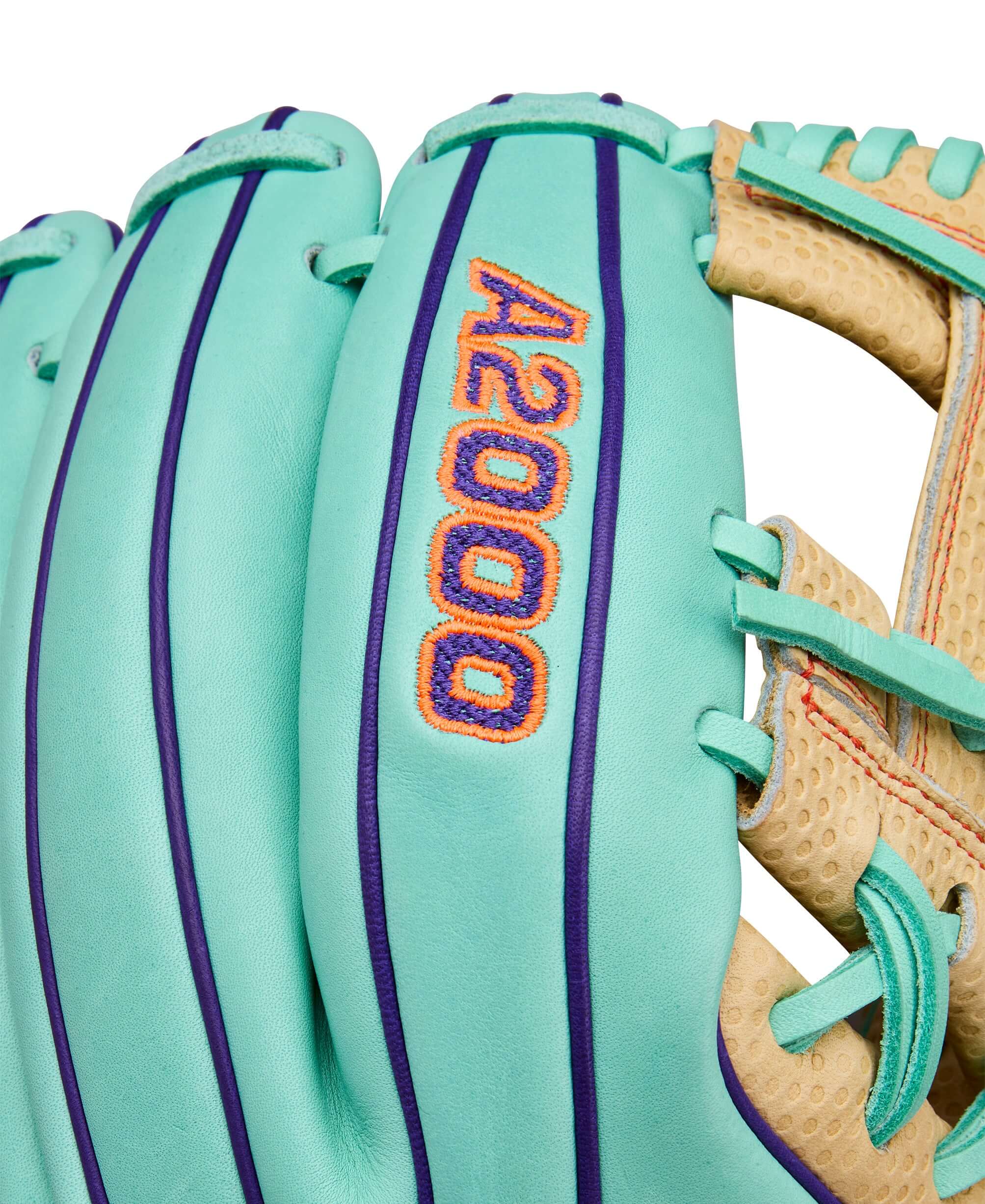 Wilson Winter 2025 A2000 SC1786 11.5" Infield Baseball Glove A2000 logo detail on finger panel.