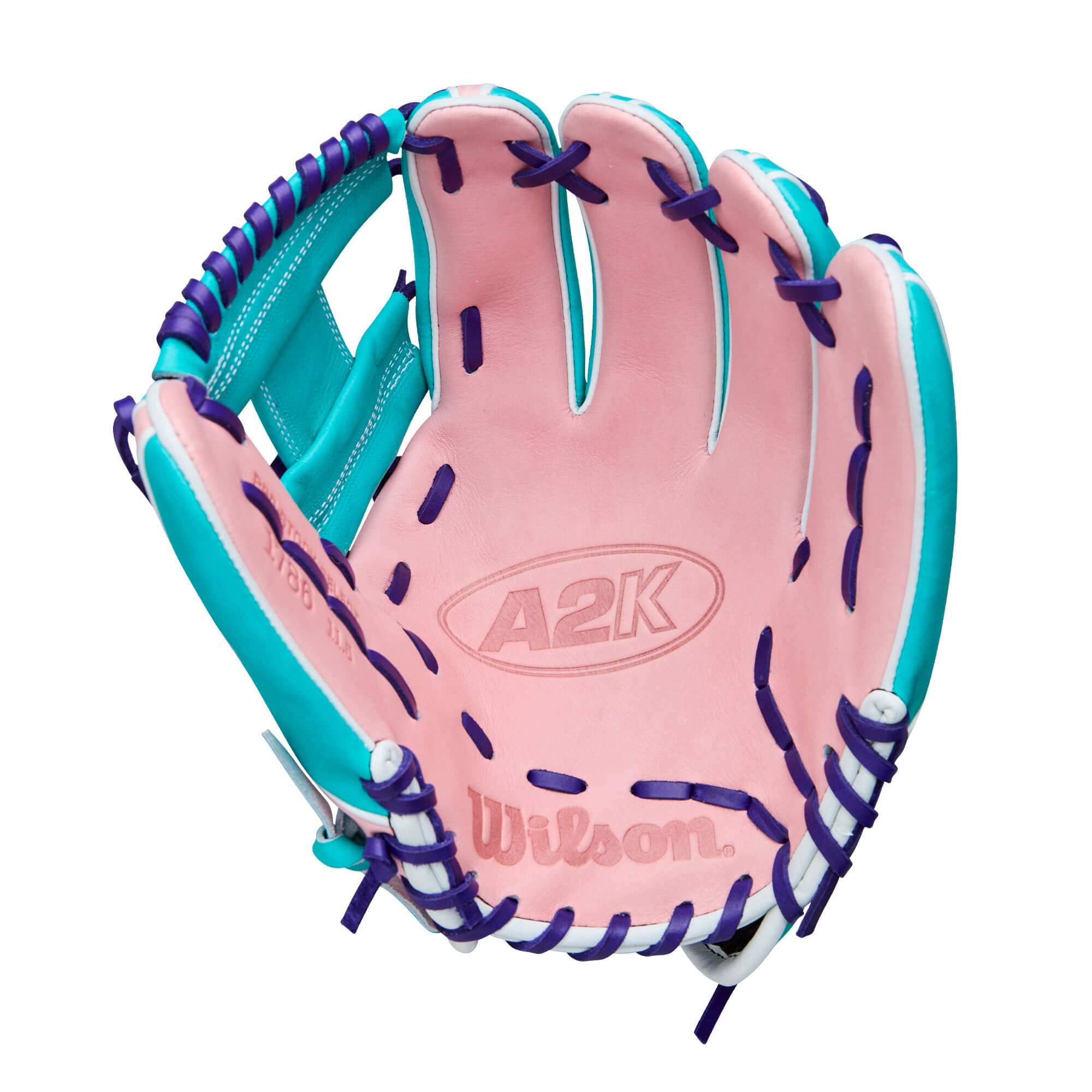Palm view of Wilson 2025 Winter A2K 1786 11.5" Infield Baseball Glove showing Double Palm Construction and smooth leather finish.