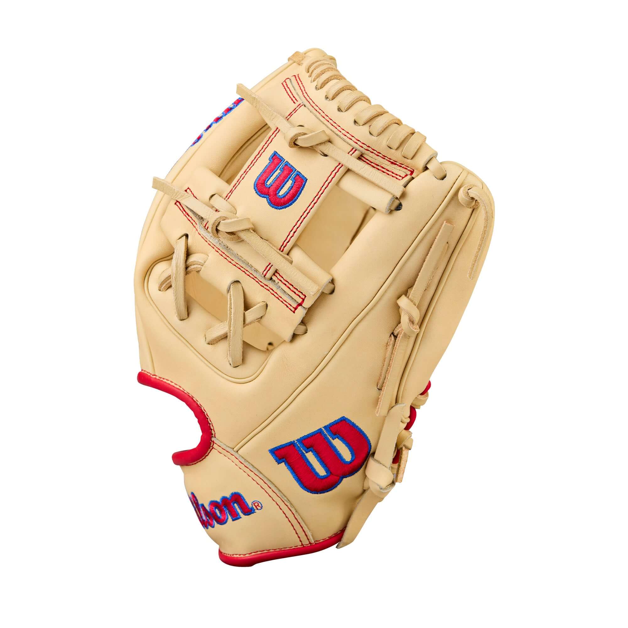 Thumb section of Wilson 2026 A1000 1975 11.75” glove showing reinforced padding and comfort liner.