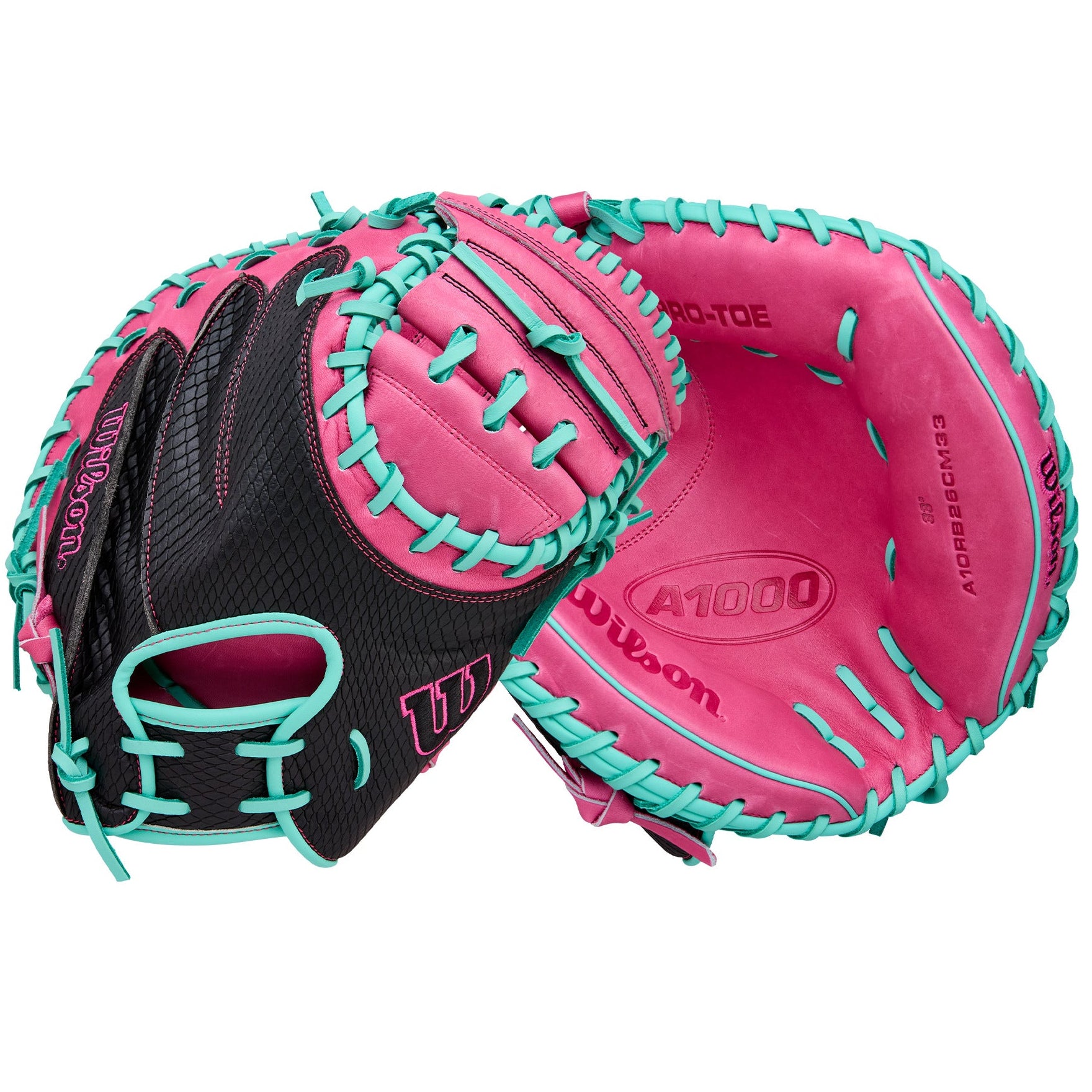 Wilson 2026 A1000 CM33 Catcher's Mitt 33"Flamingo/Seafoam/Bla