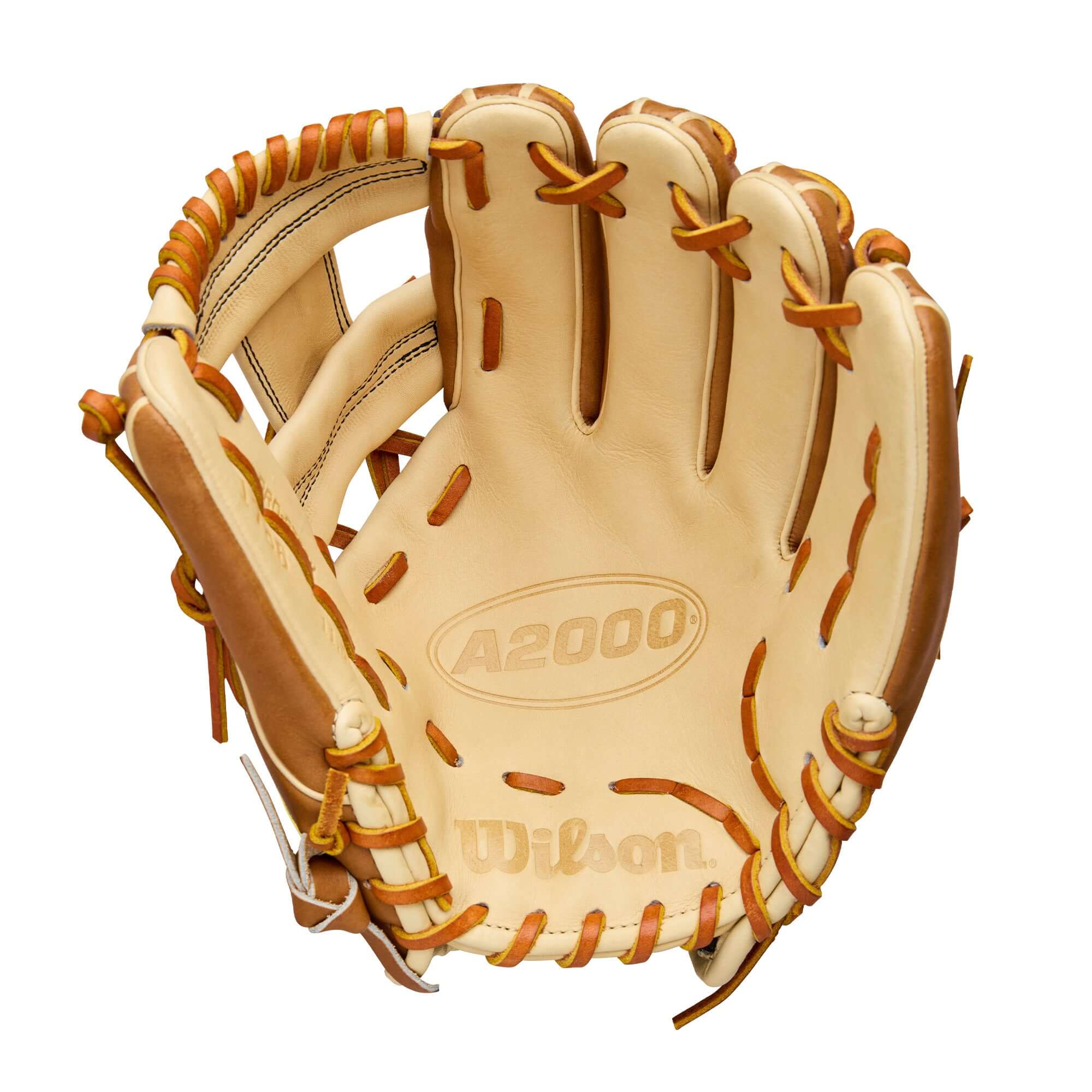 Palm view of Wilson 2026 A2000 Classic 1786 11.5" Infield Baseball Glove Saddle/Blonde highlighting ProLux™ liner and pocket depth.