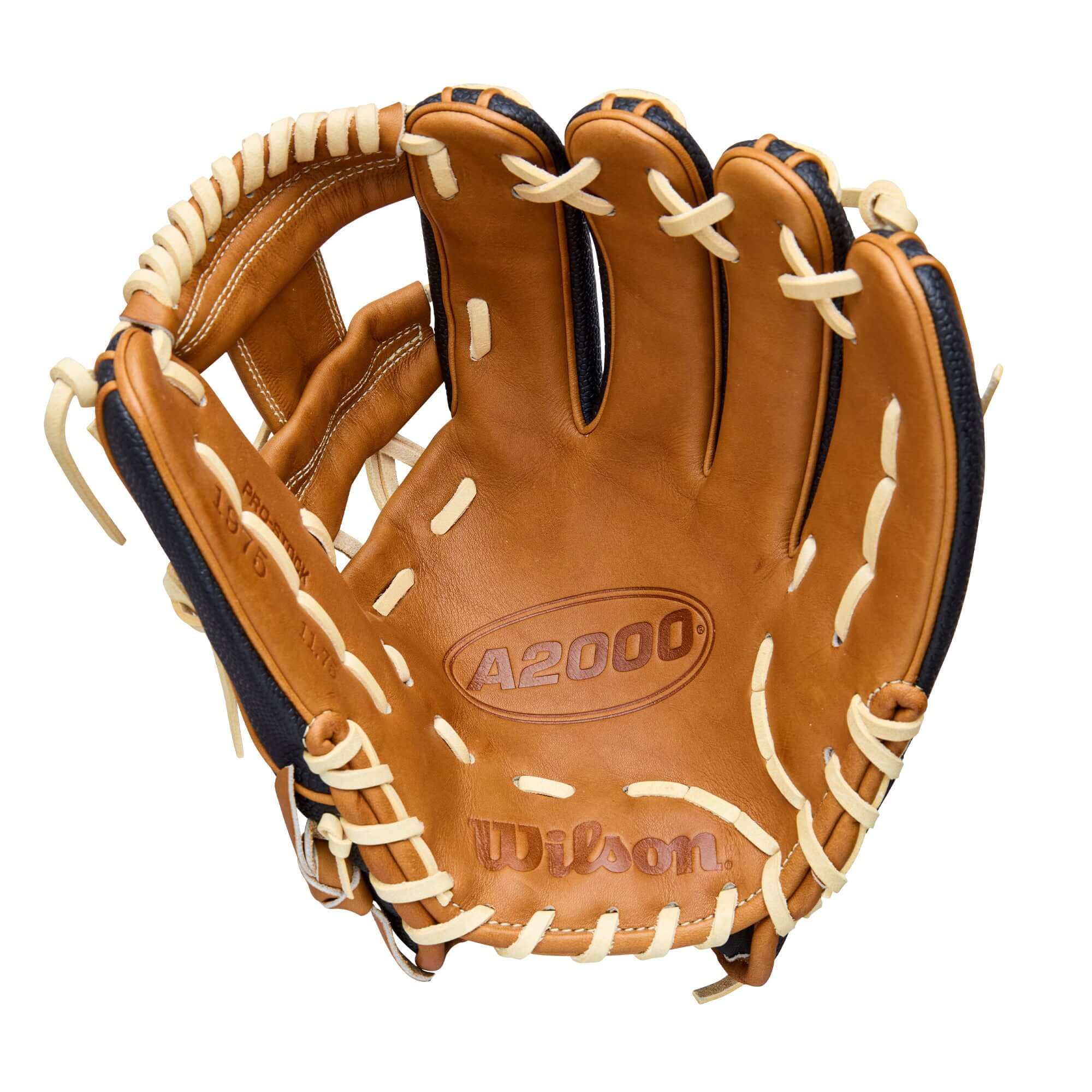 Palm view of Wilson 2026 A2000 Classic 1975SS 11.75" Infield Baseball Glove highlighting ProLux™ liner and deep pocket.