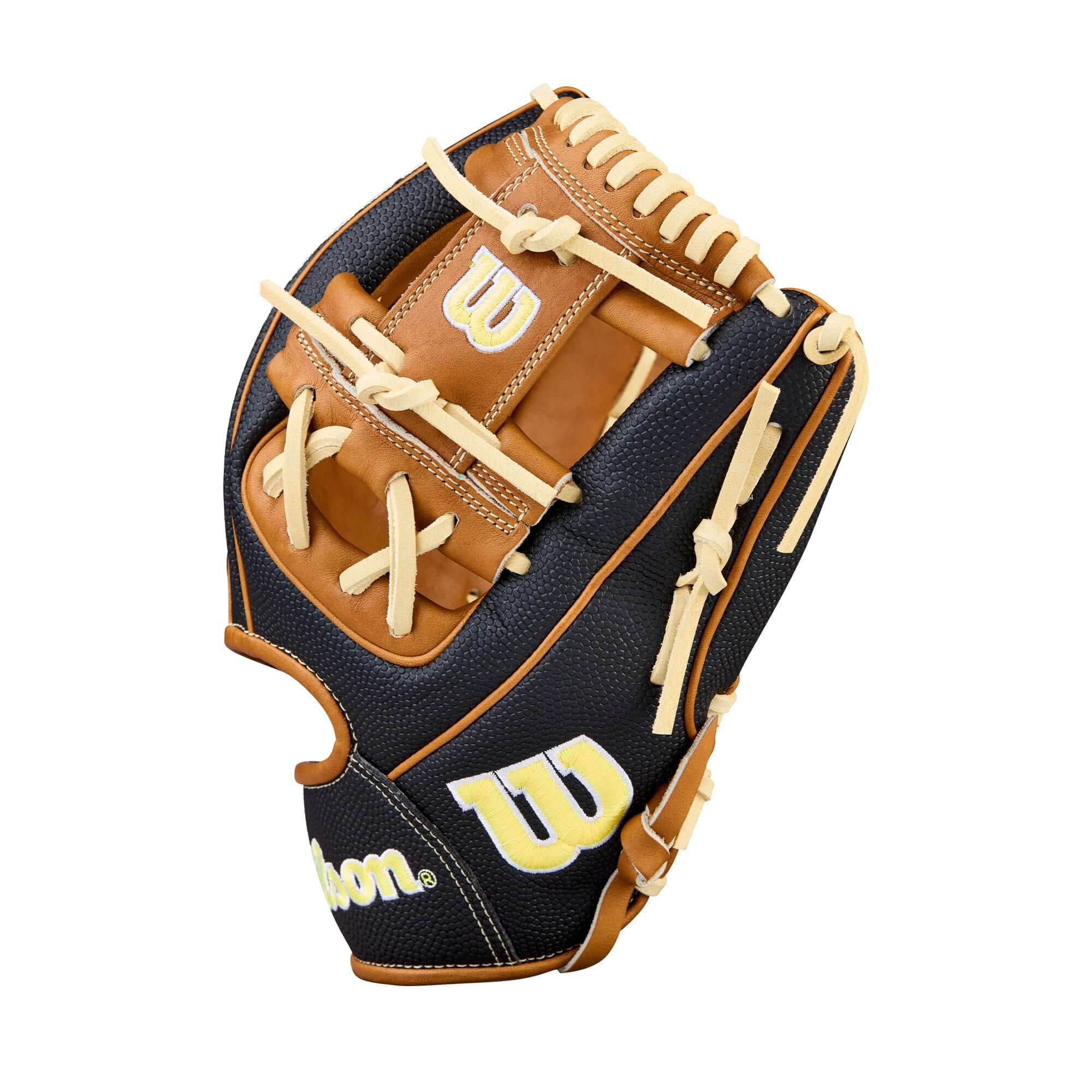 Thumb section of Wilson 2026 A2000 Classic 1975SS 11.75" Infield Baseball Glove showing SuperSkin™ texture.