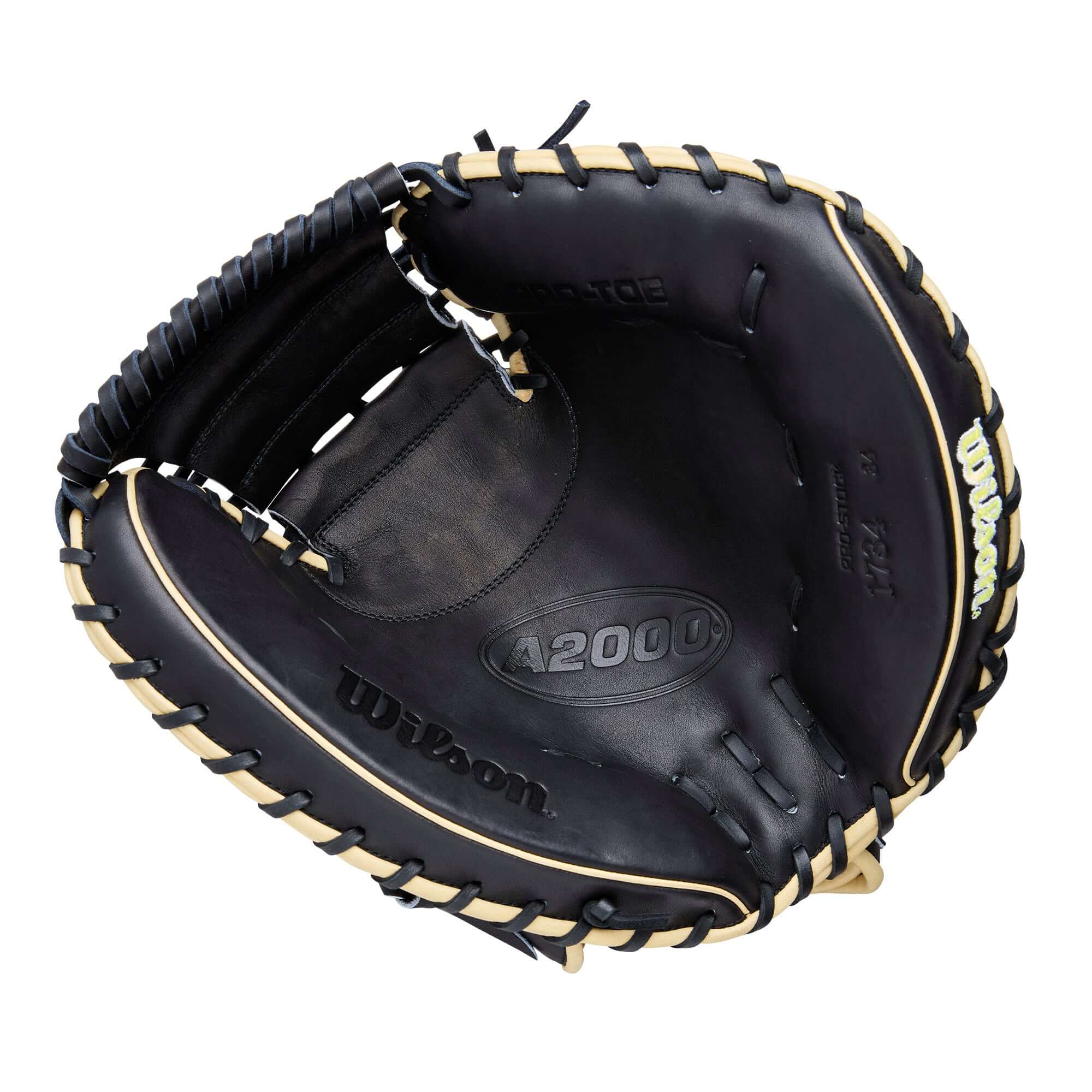 Palm detail of 2026 A2000 Classics Series 1734 34” Catcher’s Mitt highlighting deep pocket and ProLux™ liner.