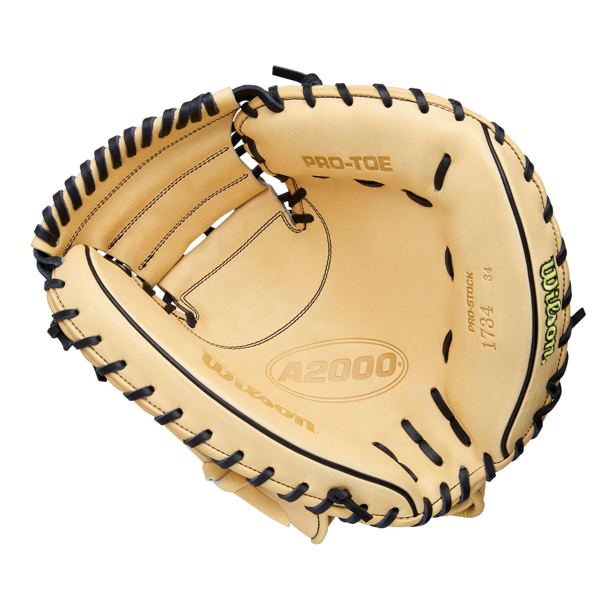 Palm view of Wilson 2026 A2000 Classic 1734 34" Catcher's Mitt showing deep pocket and reinforced padding.