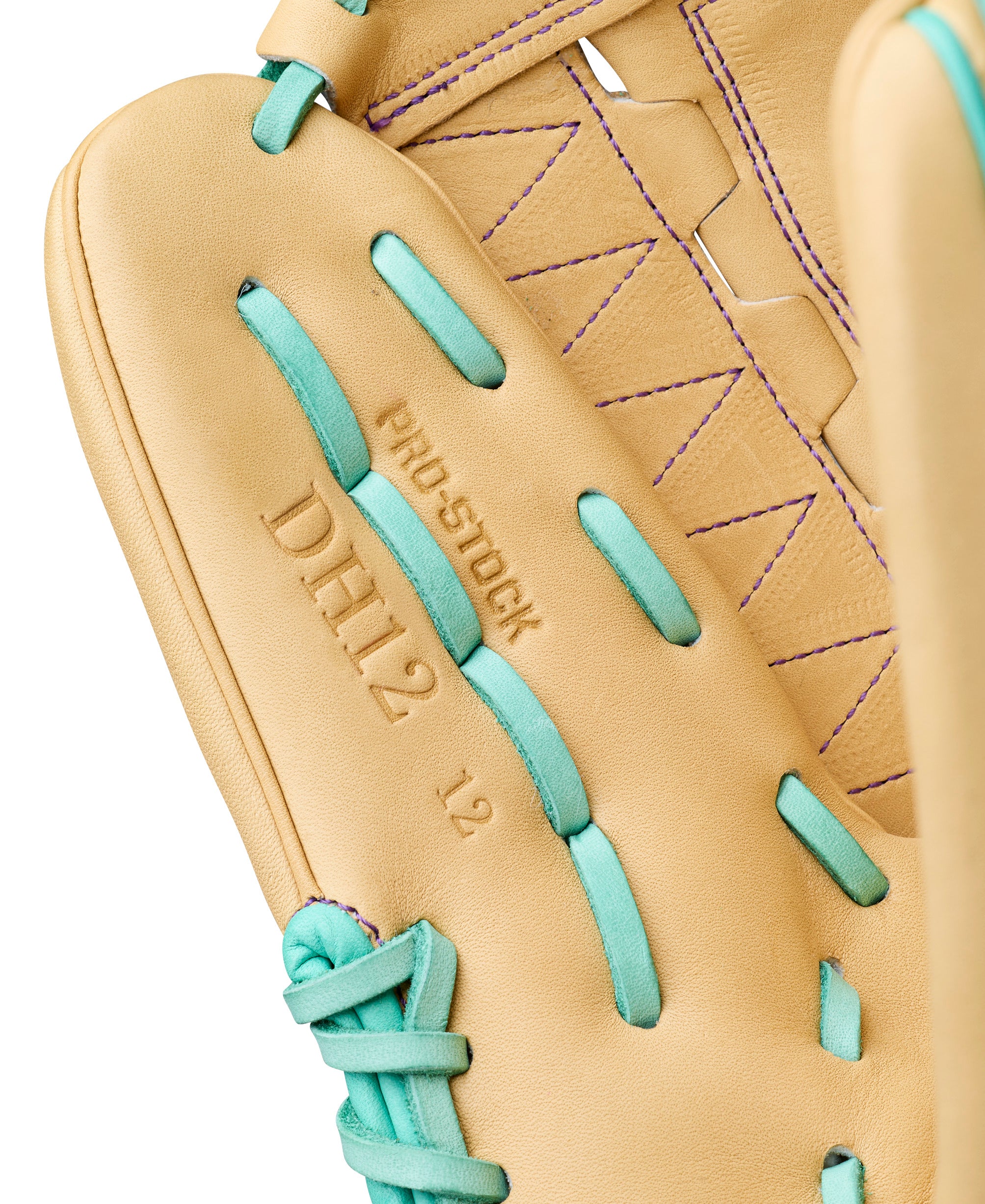 Wilson Spring 2026 A2000 DH12 12” Pitcher’s Baseball Glove featuring pro-stock leather details and teal lacing.