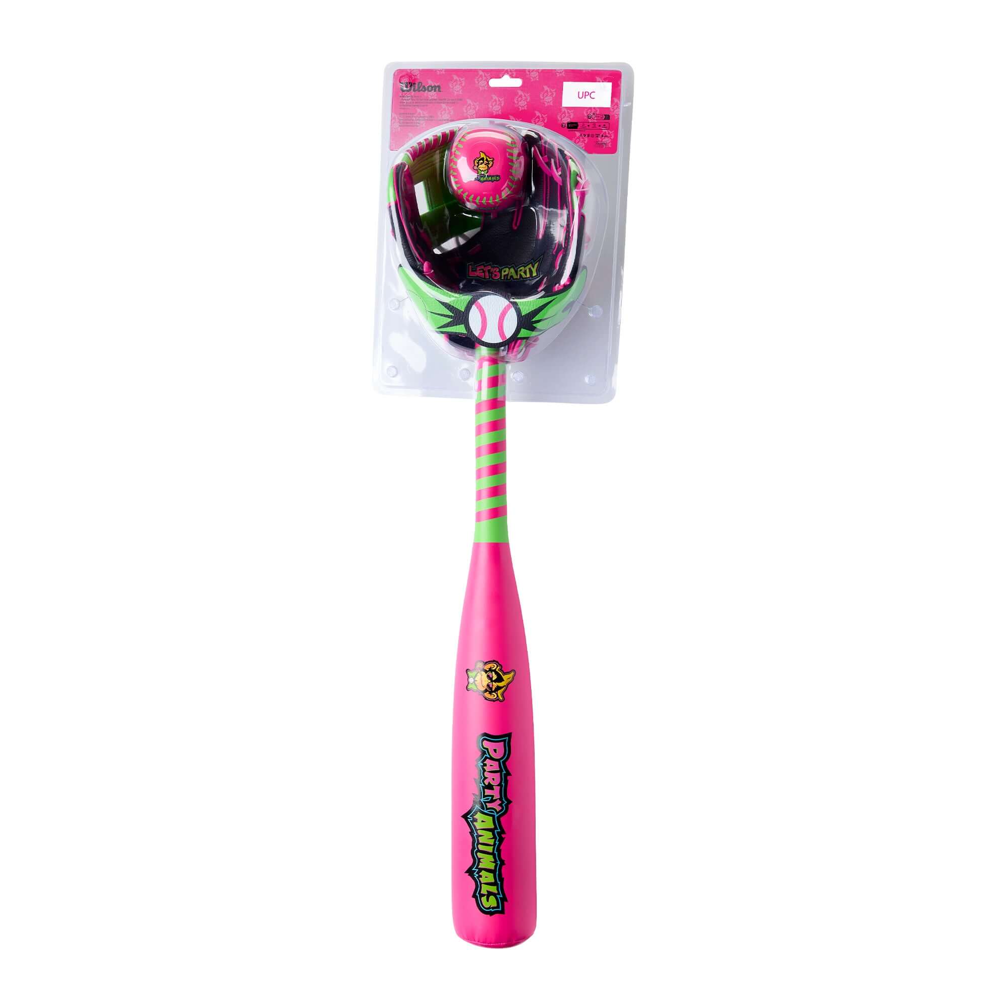Wilson 2026 Party Animals A200 10" Glove Ball Bat Kit LHT full set with glove palm, bat and ball