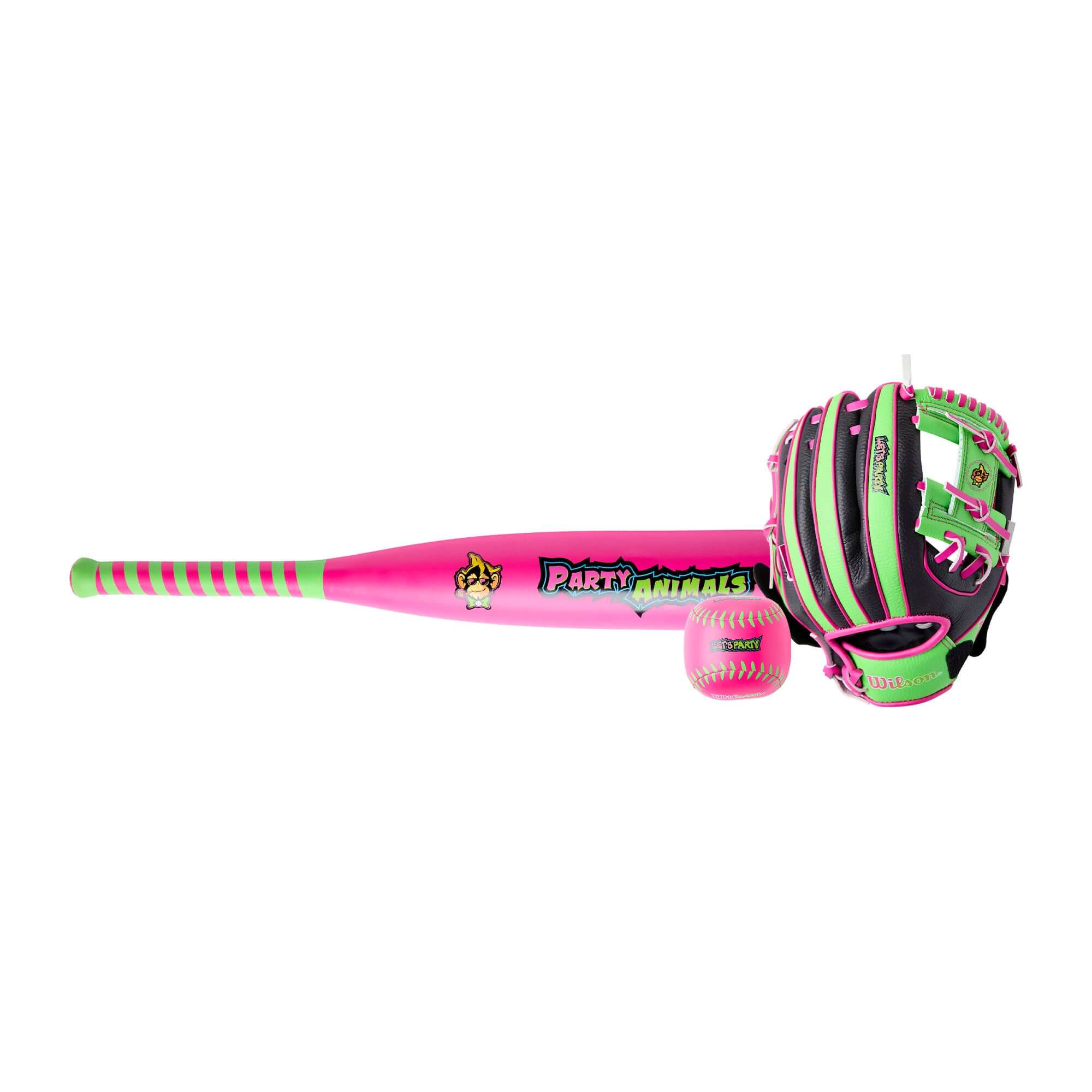 Wilson 2026 Party Animals A200 10" Glove Ball Bat Kit LHT full set with glove, bat and ball