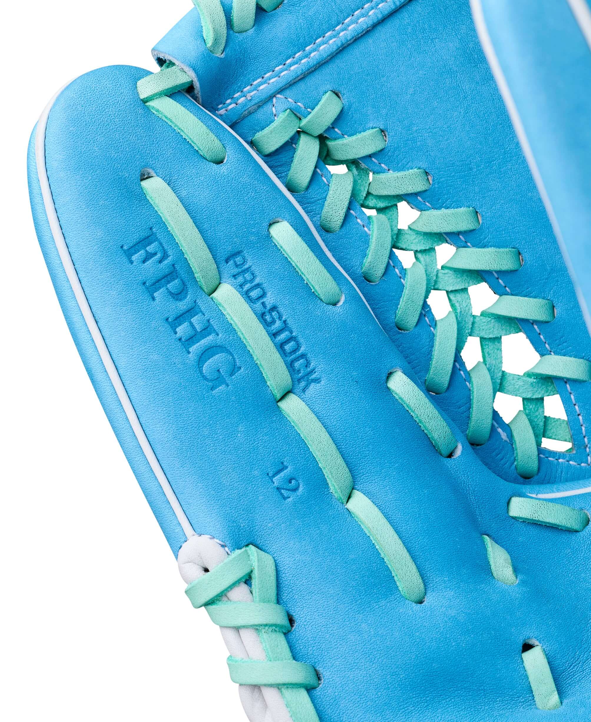 Web detail of Wilson Spring 2026 A2000 FPHG 12” Pitcher’s Fastpitch Softball Glove with Sky Blue leather and turquoise lacing