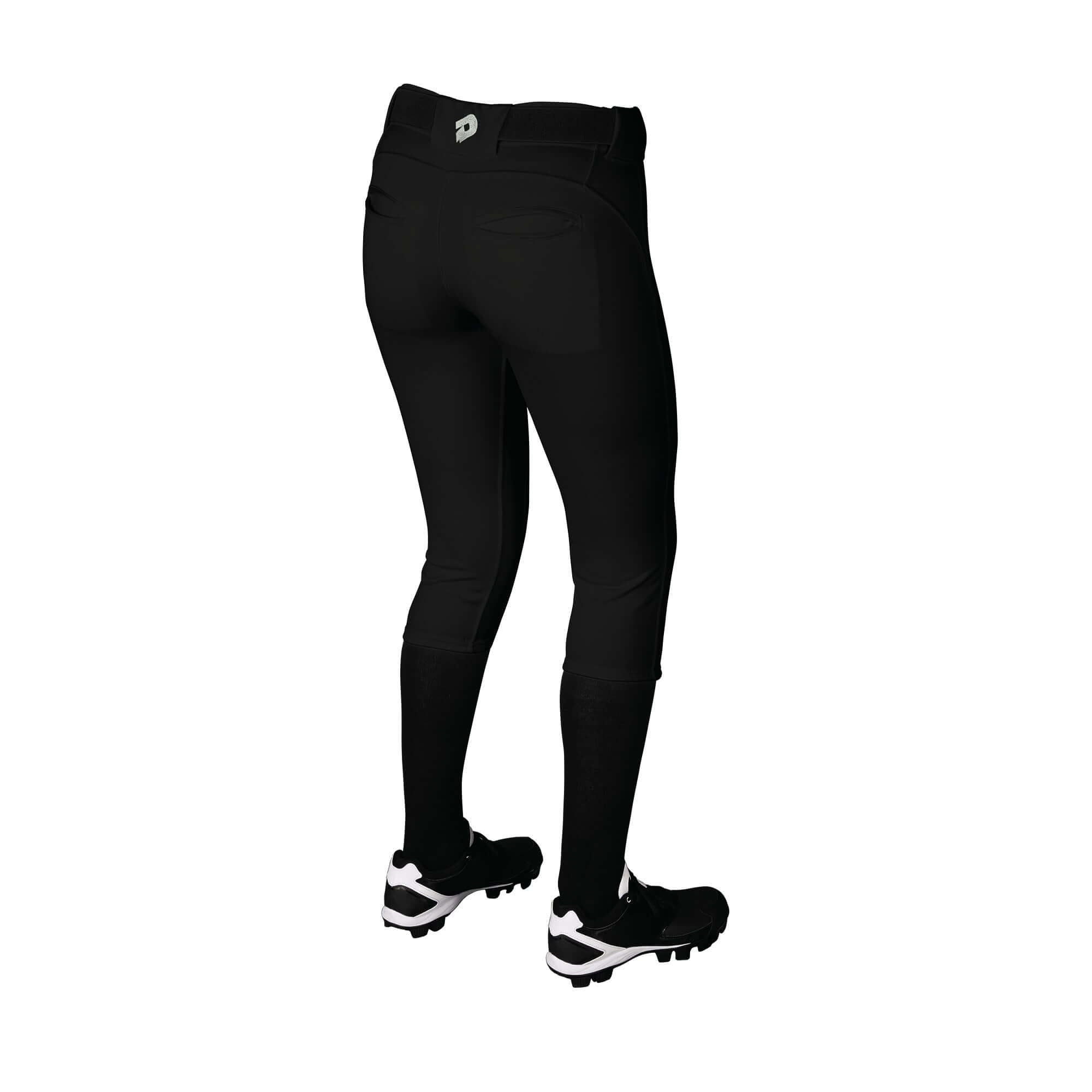 DeMarini Women's Uprising Pant in black, showcasing the back view with athletic fit and durable design.