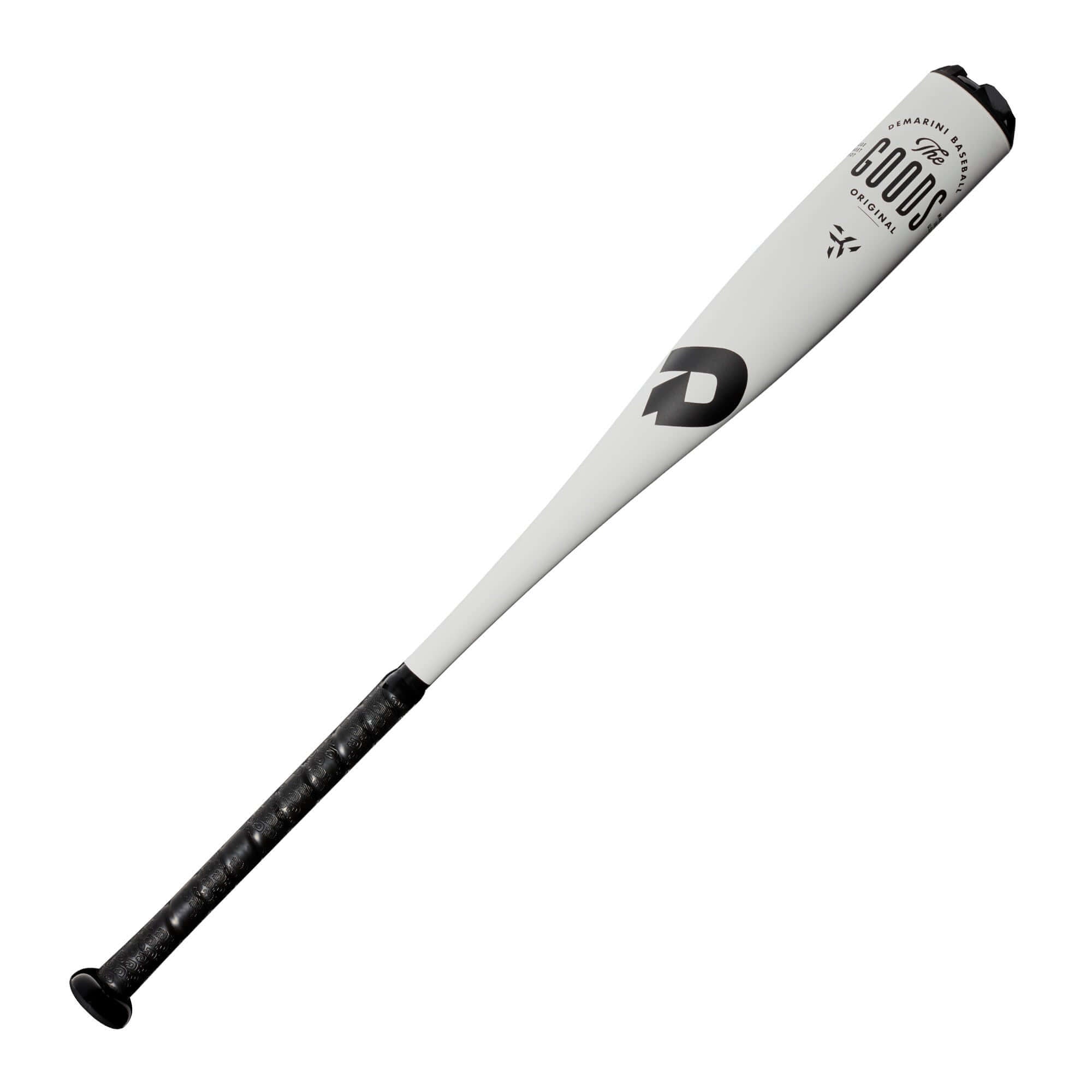 DeMarini The Goods One Piece USSSA -10 30" baseball bat with white barrel and black grip for optimal performance.