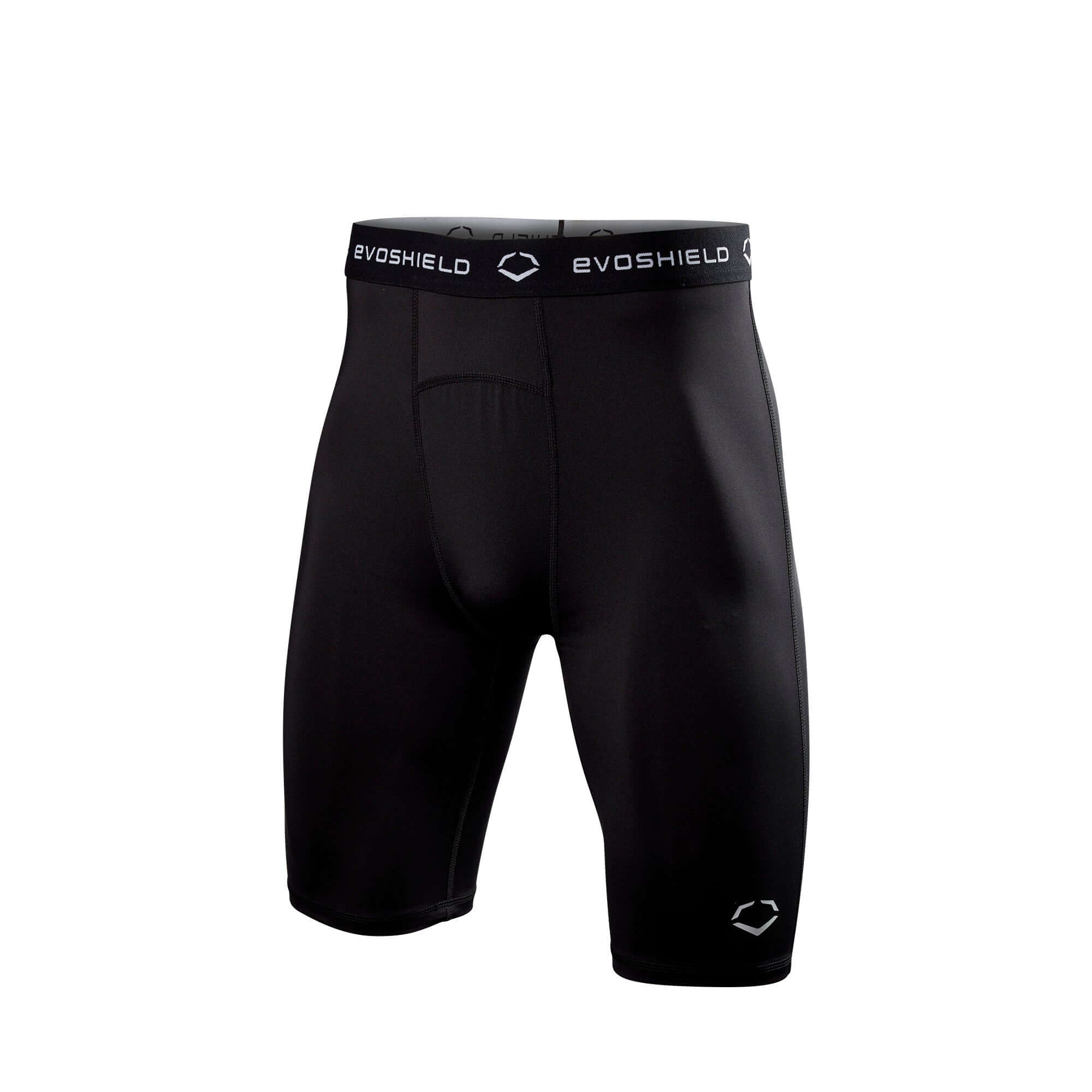 Evoshield Compression Shorts Black showcasing moisture-wicking fabric and fitted design for comfort and movement.
